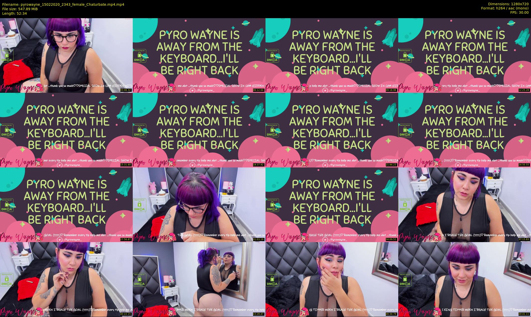 pyrowayne — 53 minute Chaturbate female cam show recording, 720p, Feb 15, 2020
