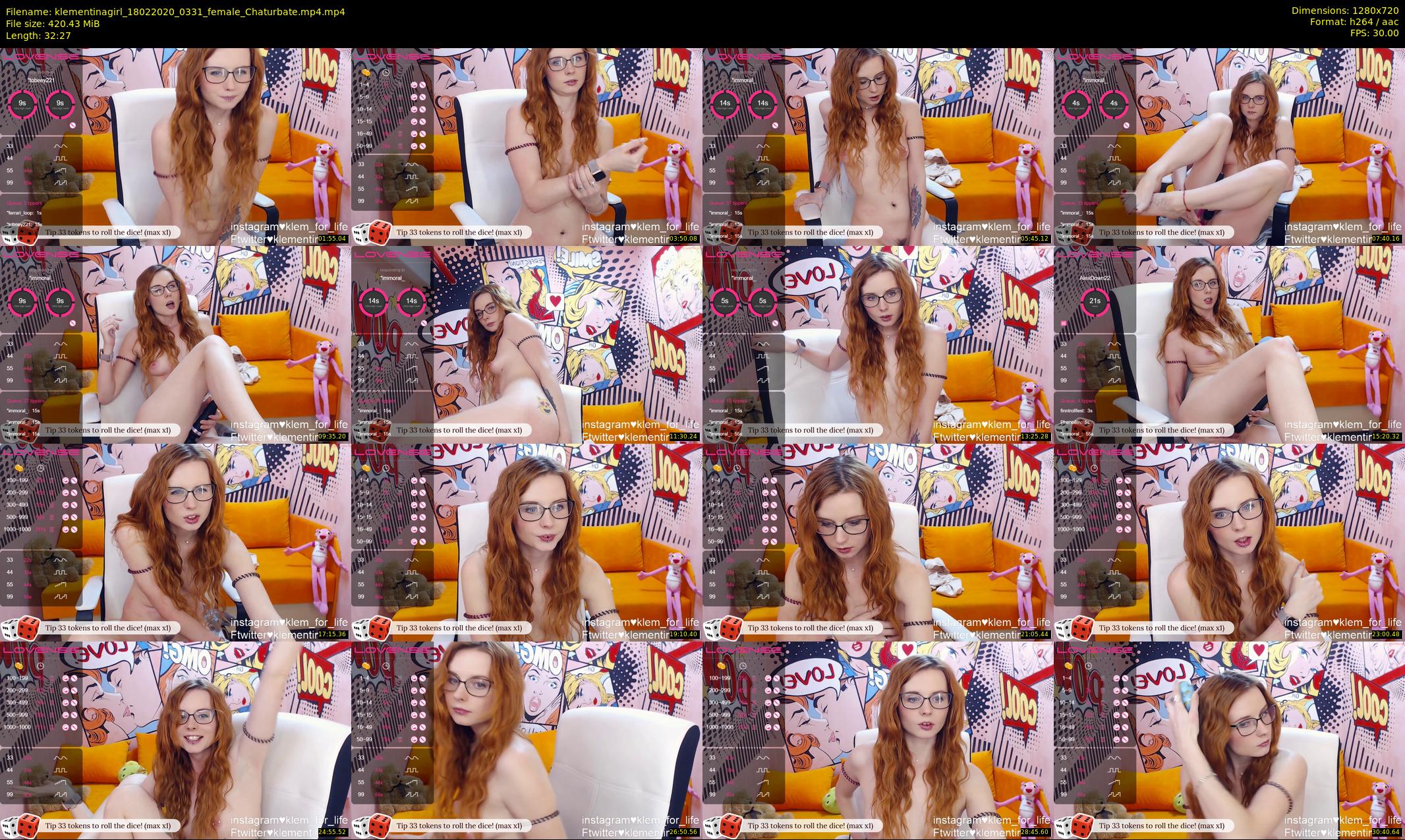 klementinagirl — 33 minute Chaturbate female cam show recording, 720p, Feb 18, 2020
