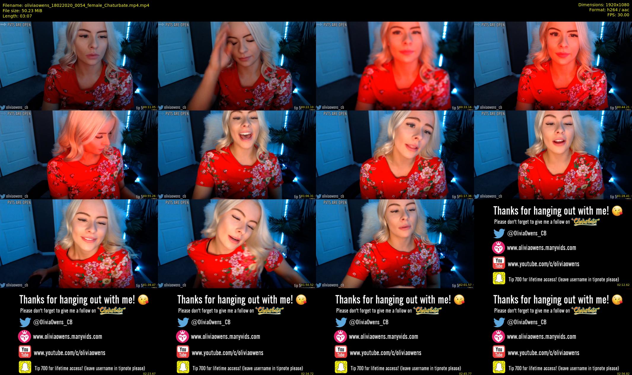 oliviaowens — 4 minute Chaturbate female cam show recording, 1080p, Feb 18, 2020