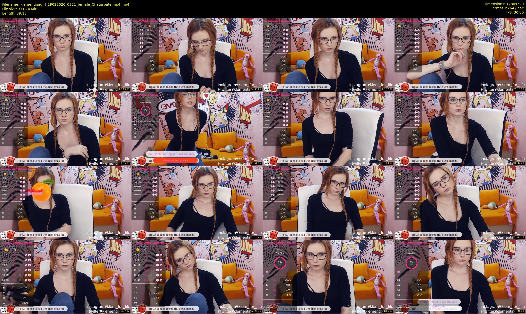 klementinagirl — 40 minute Chaturbate female cam show recording, 720p, Feb 19, 2020