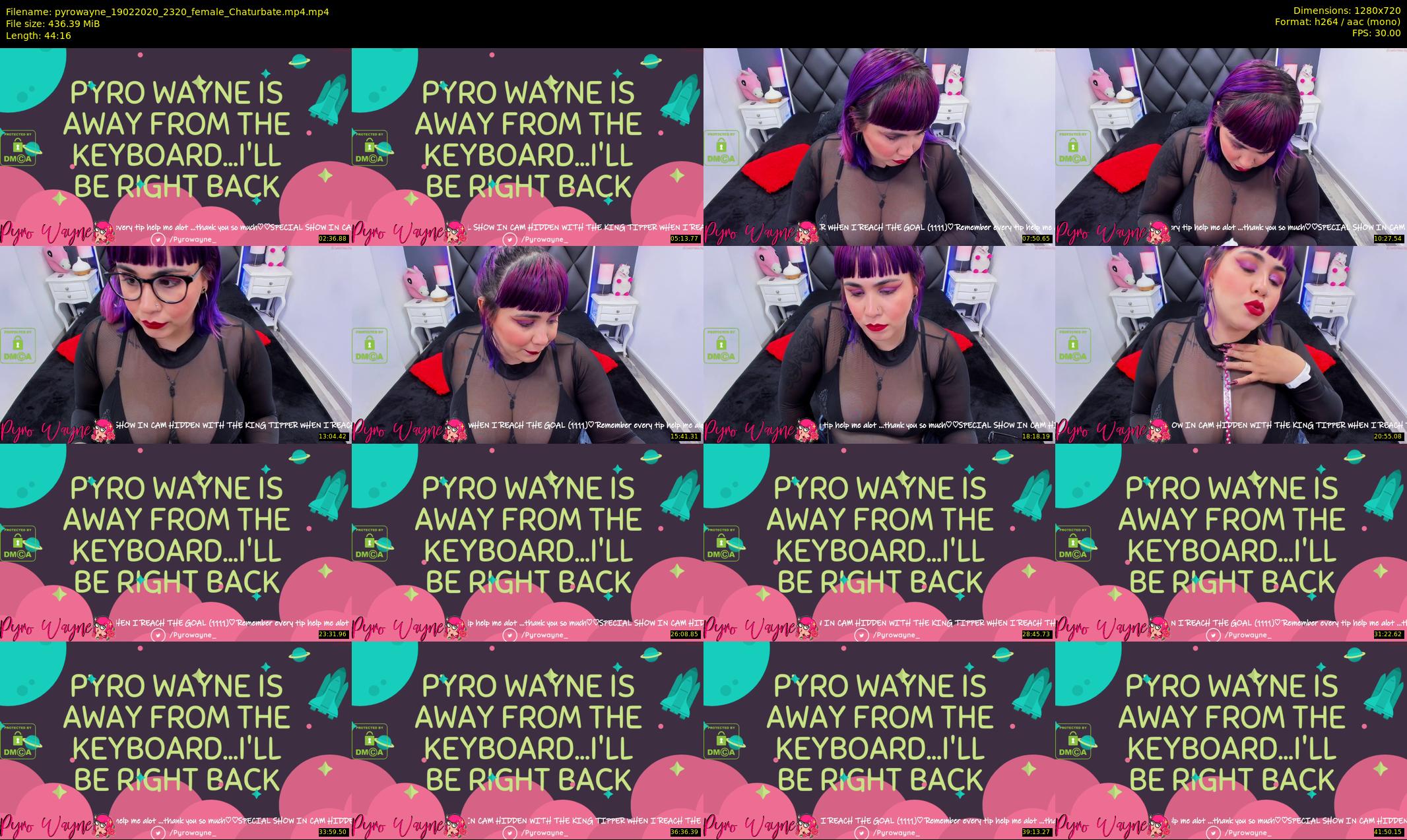 pyrowayne — 45 minute Chaturbate female cam show recording, 720p, Feb 19, 2020