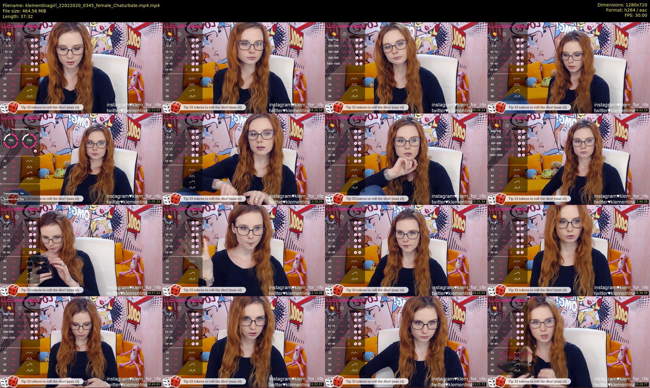 klementinagirl — 38 minute Chaturbate female cam show recording, 720p, Feb 22, 2020