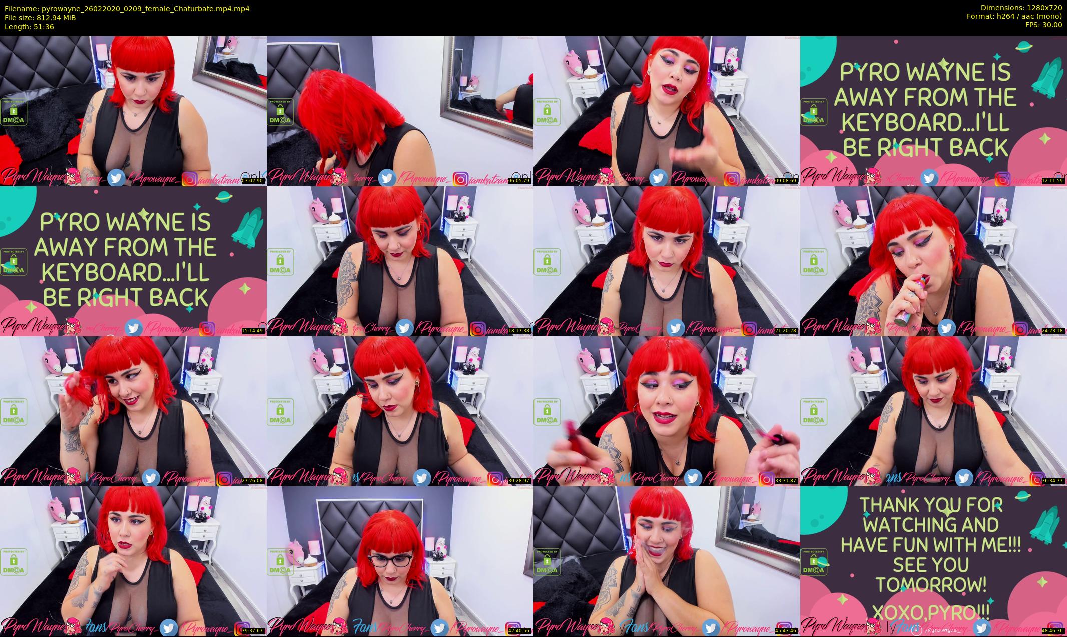 pyrowayne — 52 minute Chaturbate female cam show recording, 720p, Feb 26, 2020