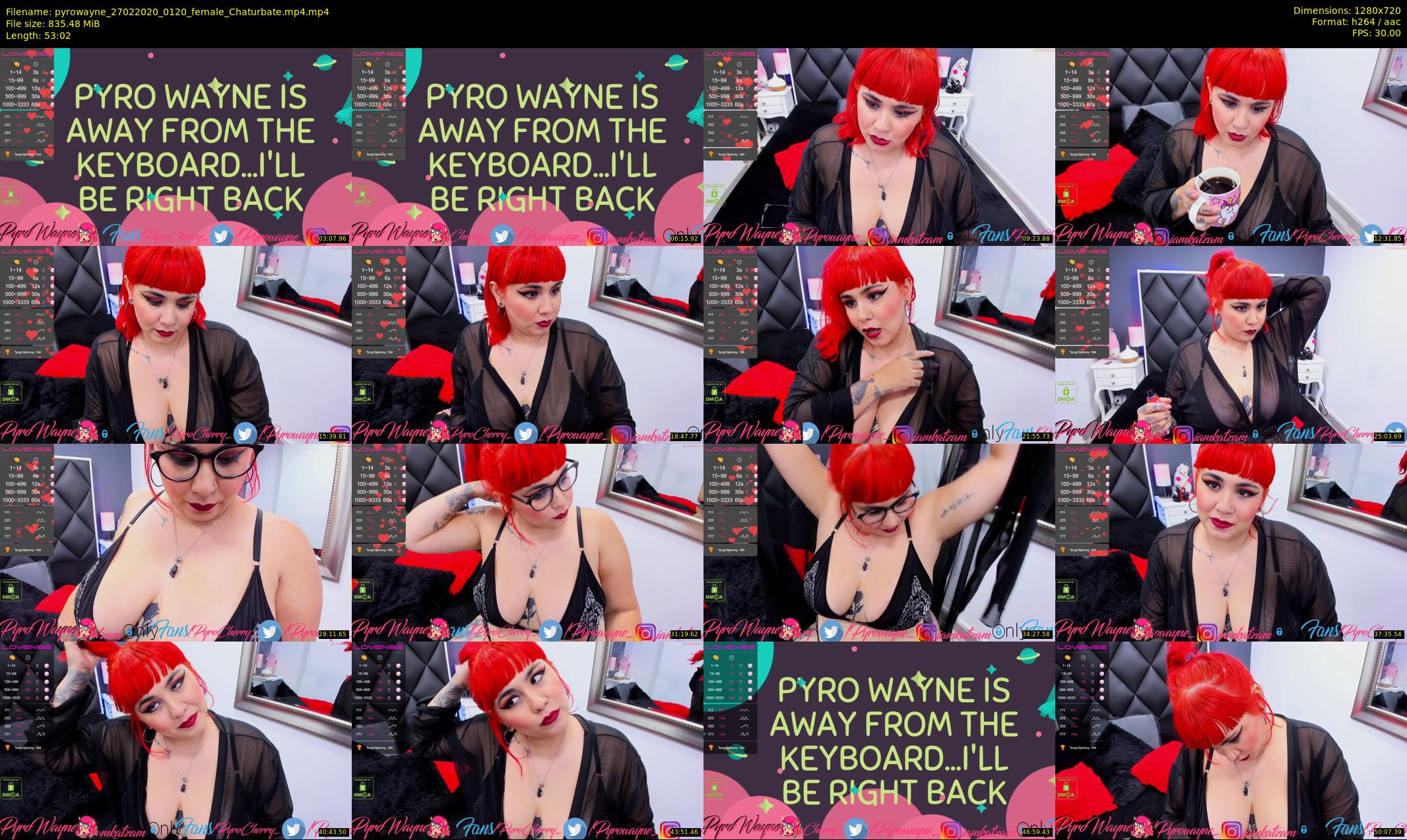 pyrowayne — 54 minute Chaturbate female cam show recording, 720p, Feb 27, 2020