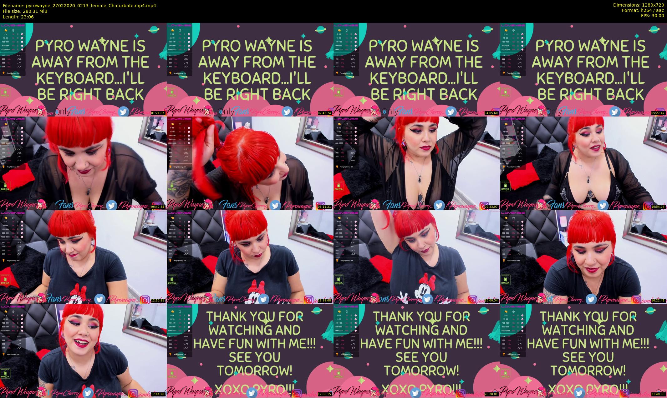 pyrowayne — 24 minute Chaturbate female cam show recording, 720p, Feb 27, 2020