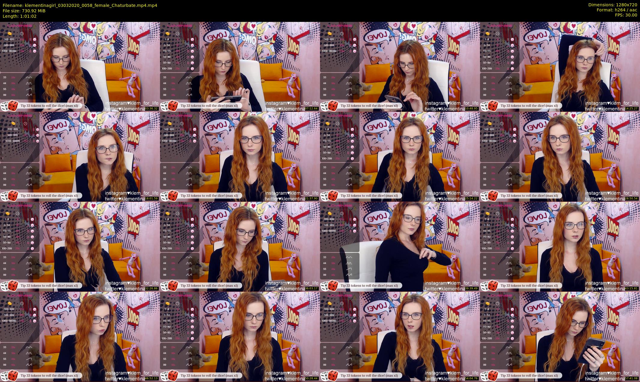 klementinagirl — 62 minute Chaturbate female cam show recording, 720p, Mar 3, 2020