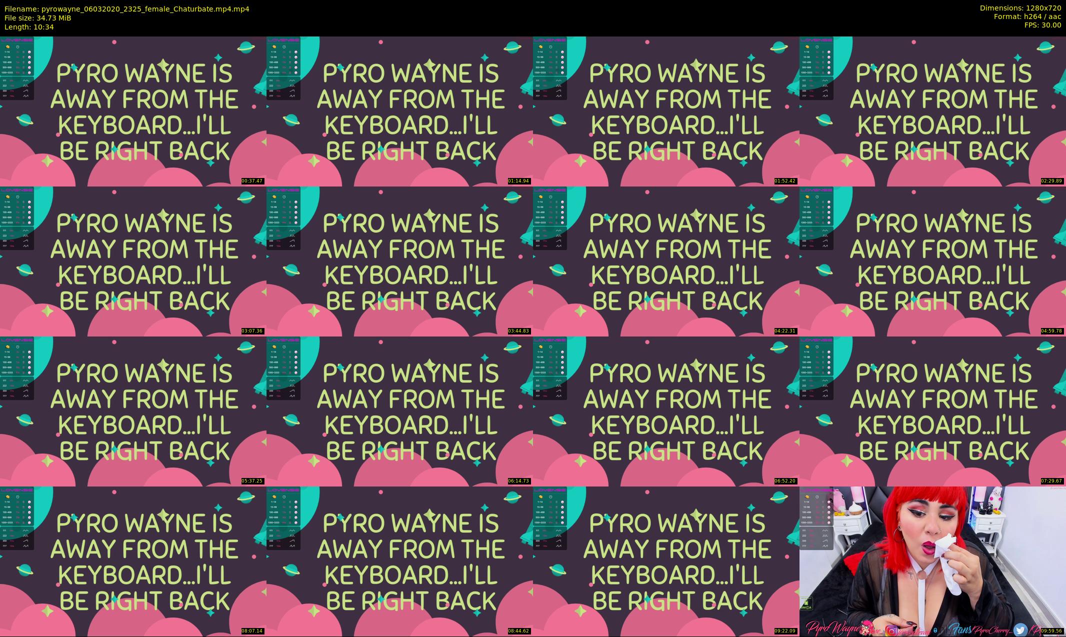 pyrowayne — 11 minute Chaturbate female cam show recording, 720p, Mar 6, 2020