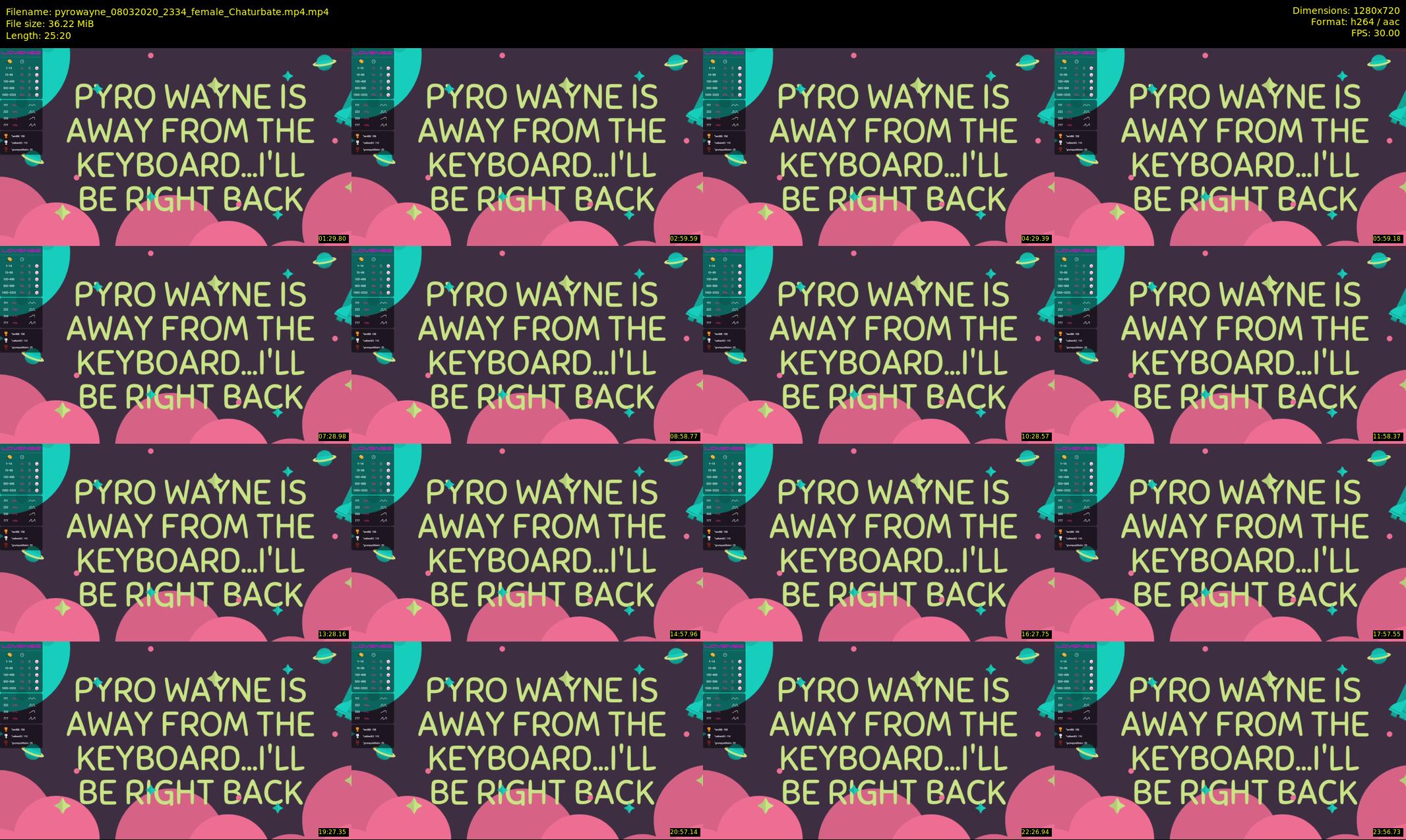 pyrowayne — 26 minute Chaturbate female cam show recording, 720p, Mar 8, 2020