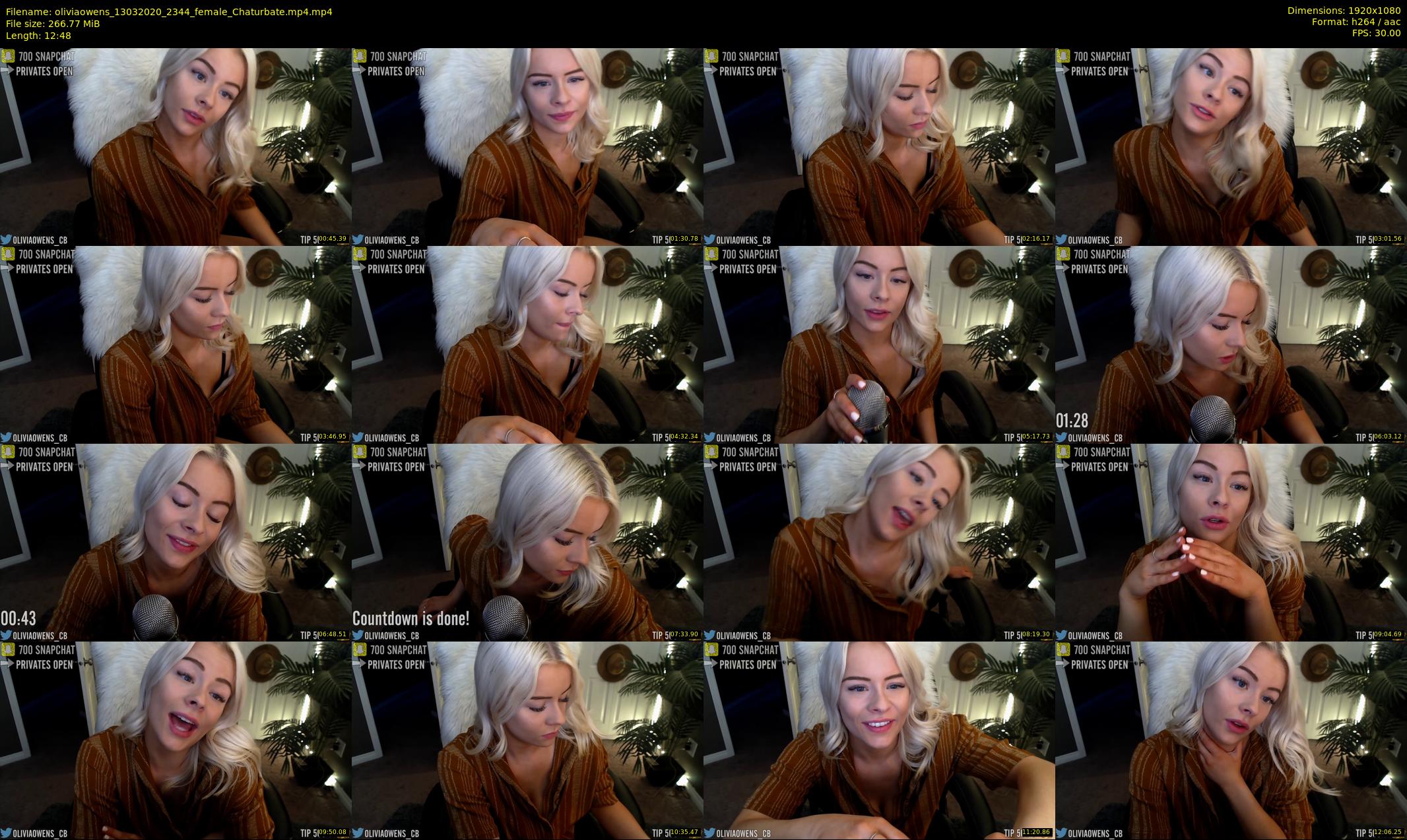 oliviaowens — 13 minute Chaturbate female cam show recording, 1080p, Mar 13, 2020