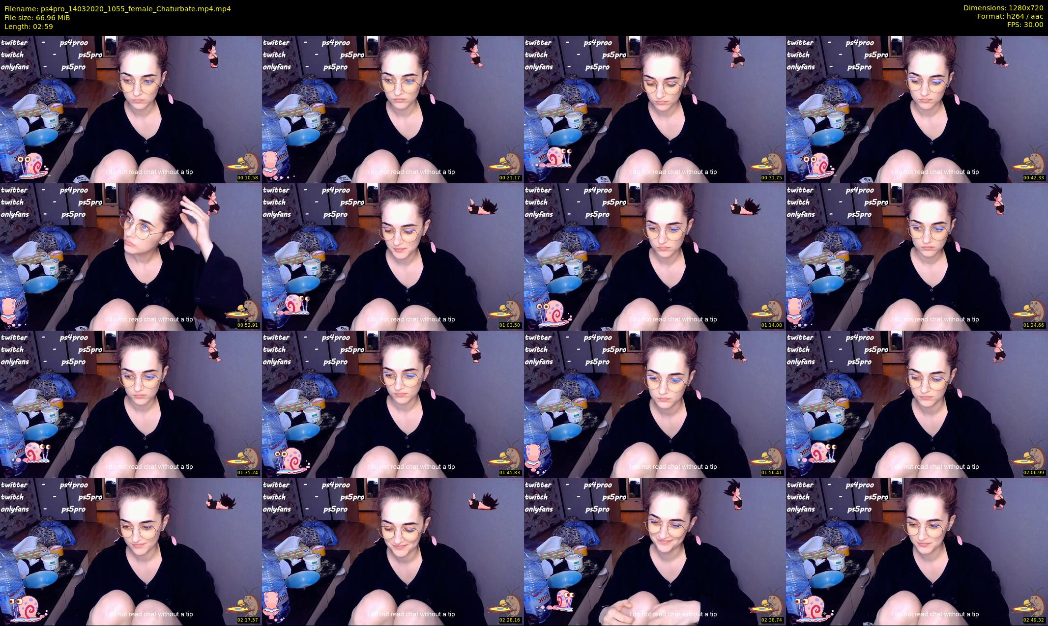 ps4pro — 3 minute Chaturbate female cam show recording, 720p, Mar 14, 2020
