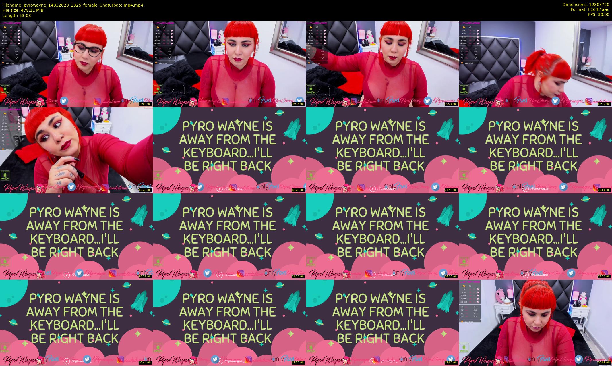 pyrowayne — 54 minute Chaturbate female cam show recording, 720p, Mar 14, 2020