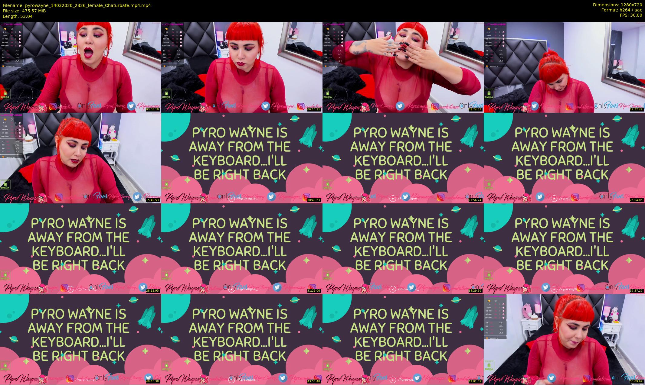 pyrowayne — 54 minute Chaturbate female cam show recording, 720p, Mar 14, 2020
