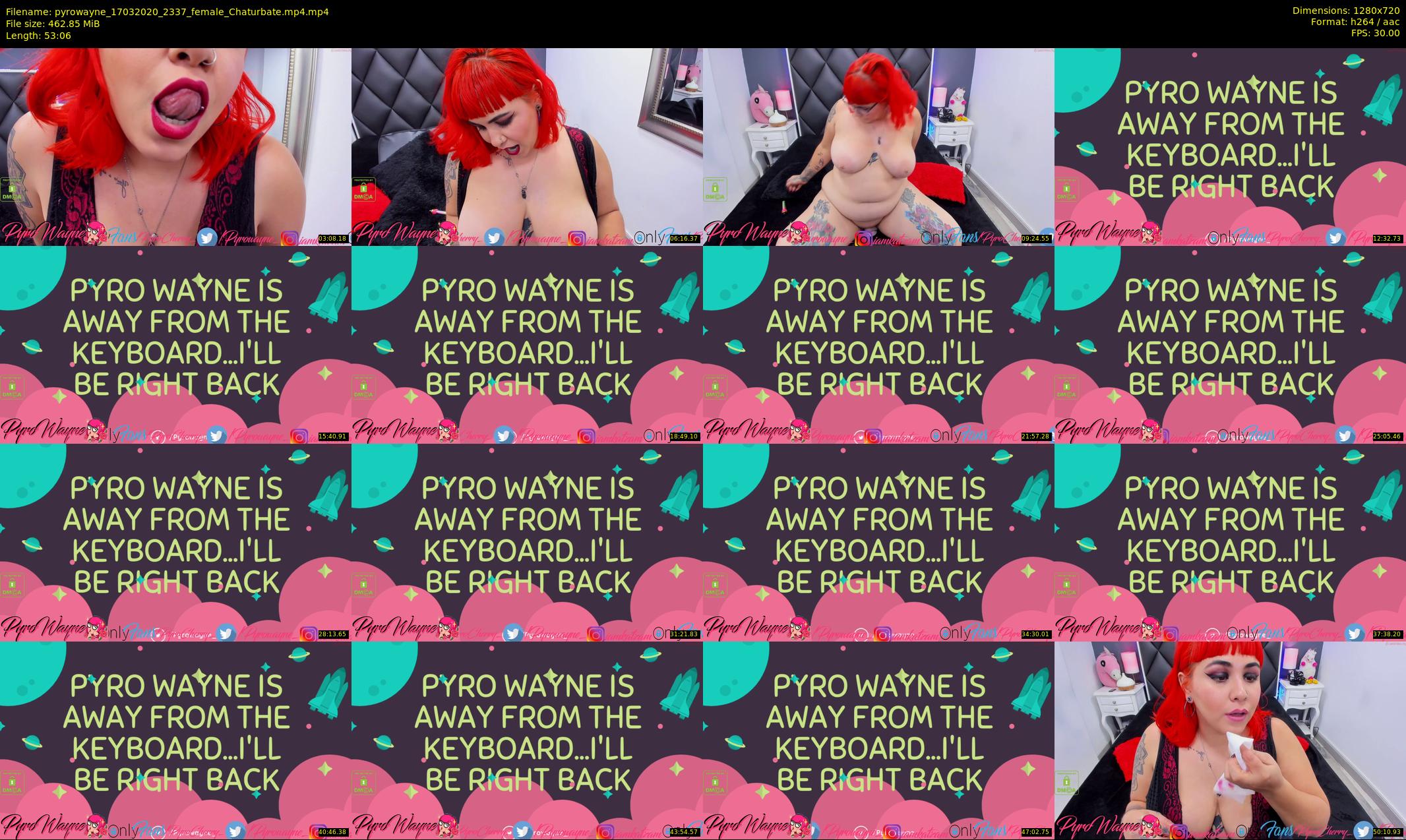 pyrowayne — 54 minute Chaturbate female cam show recording, 720p, Mar 17, 2020