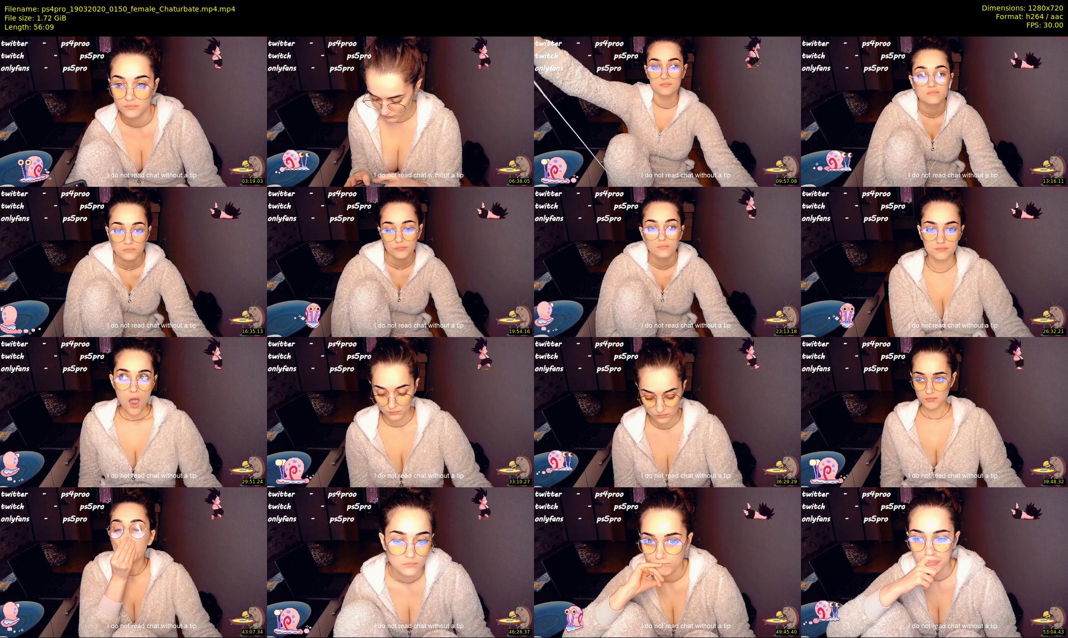 ps4pro — 57 minute Chaturbate female cam show recording, 720p, Mar 19, 2020