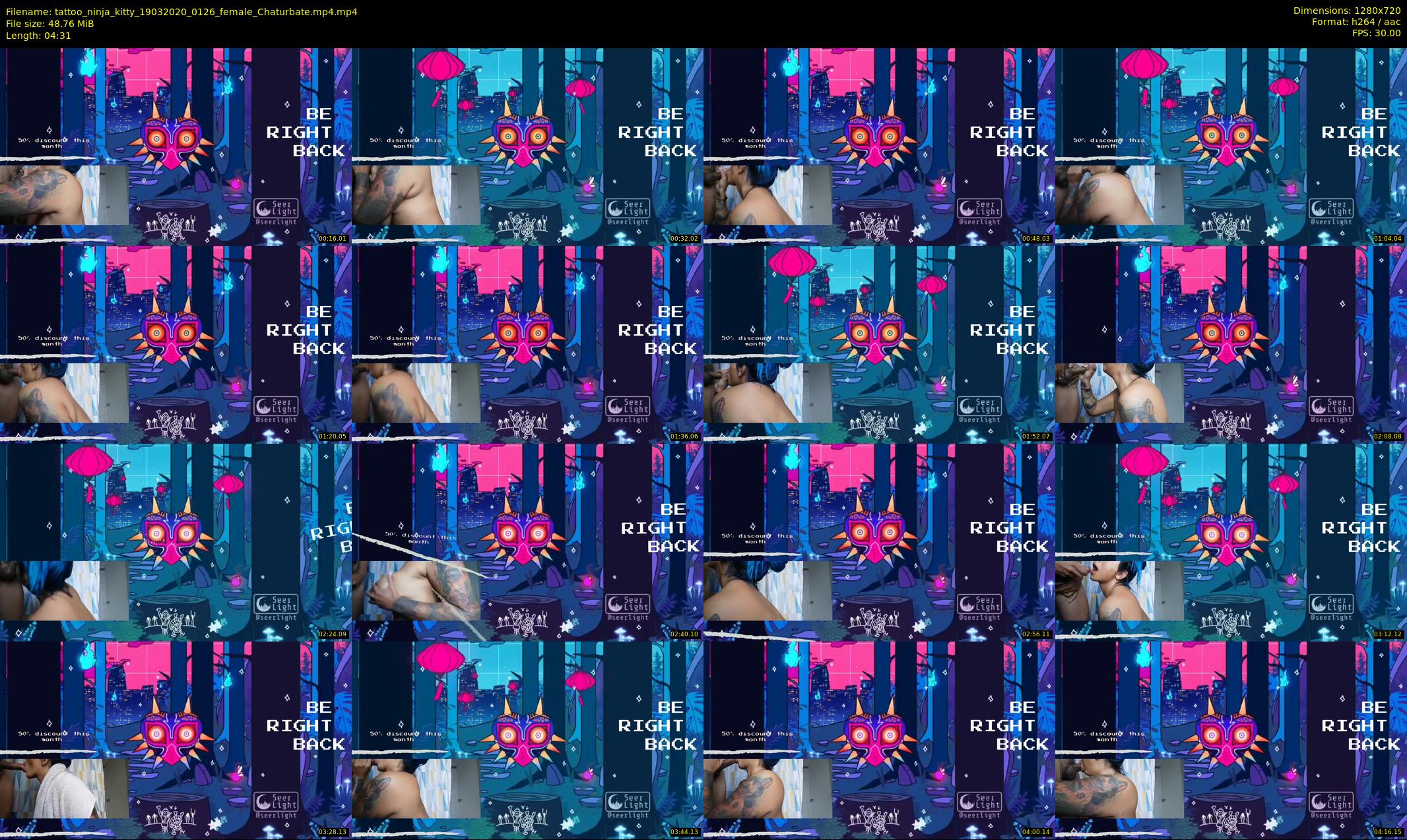 tattoo_ninja_kitty — 5 minute Chaturbate female cam show recording, 720p, Mar 19, 2020