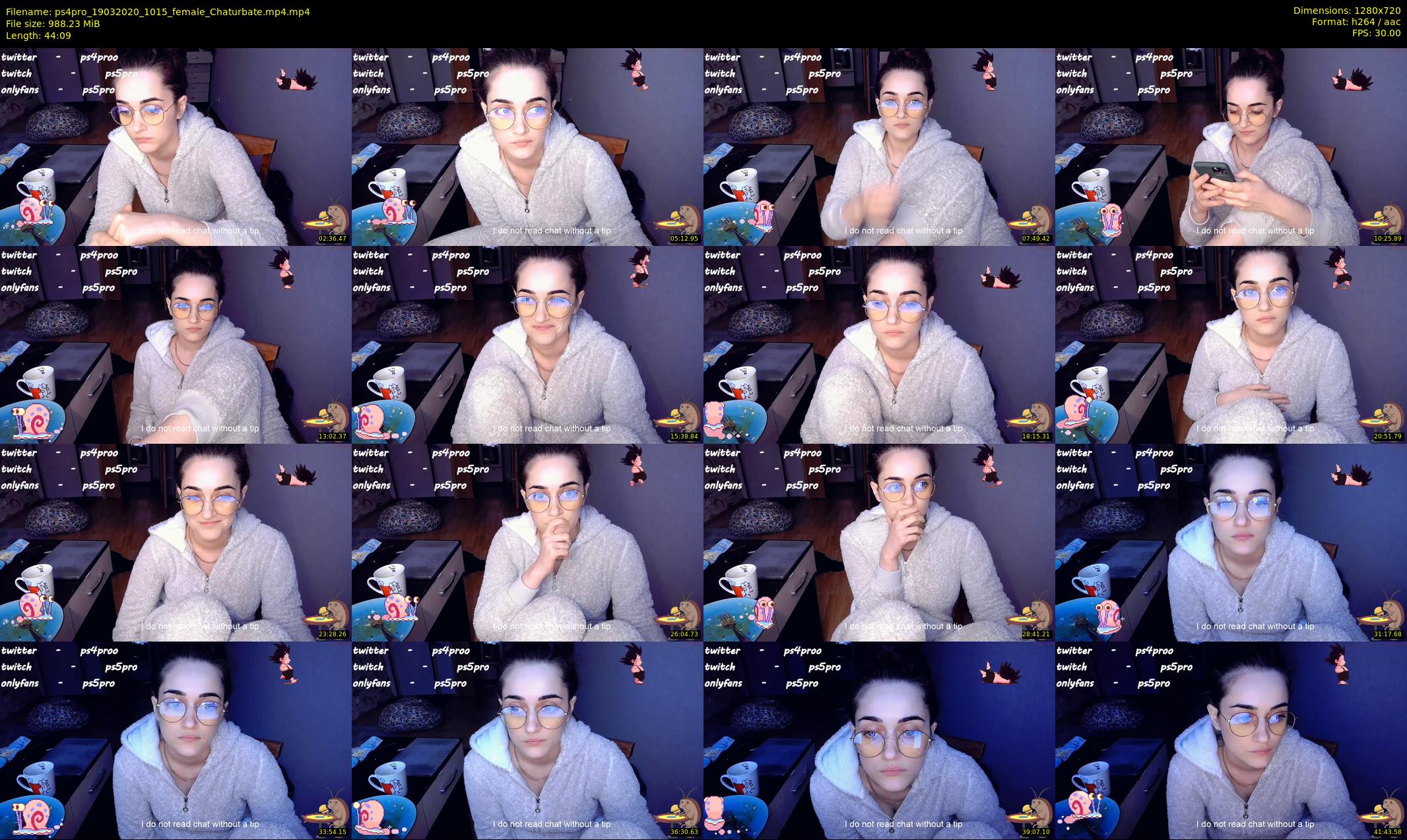 ps4pro — 45 minute Chaturbate female cam show recording, 720p, Mar 19, 2020