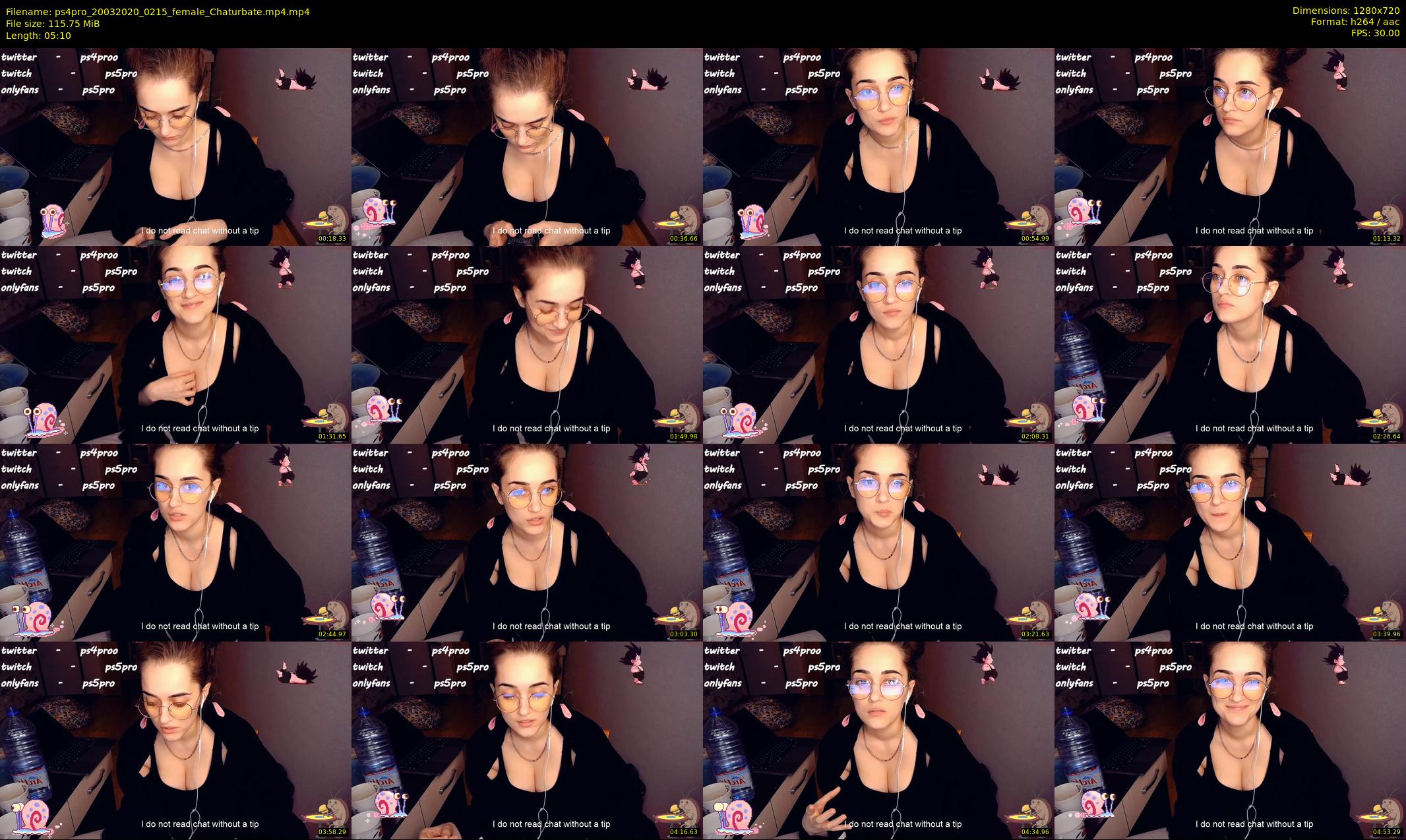 ps4pro — 6 minute Chaturbate female cam show recording, 720p, Mar 20, 2020