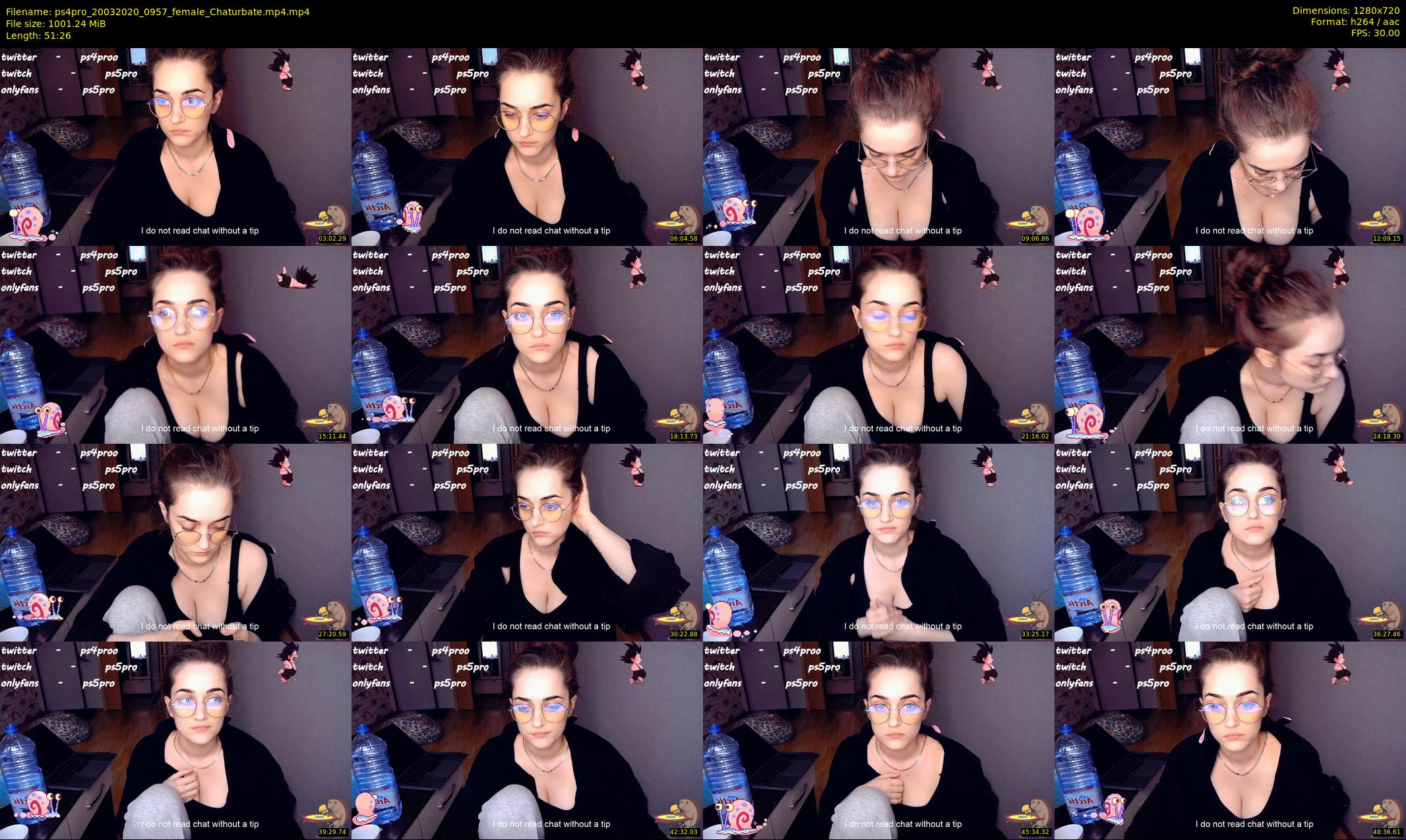 ps4pro — 52 minute Chaturbate female cam show recording, 720p, Mar 20, 2020