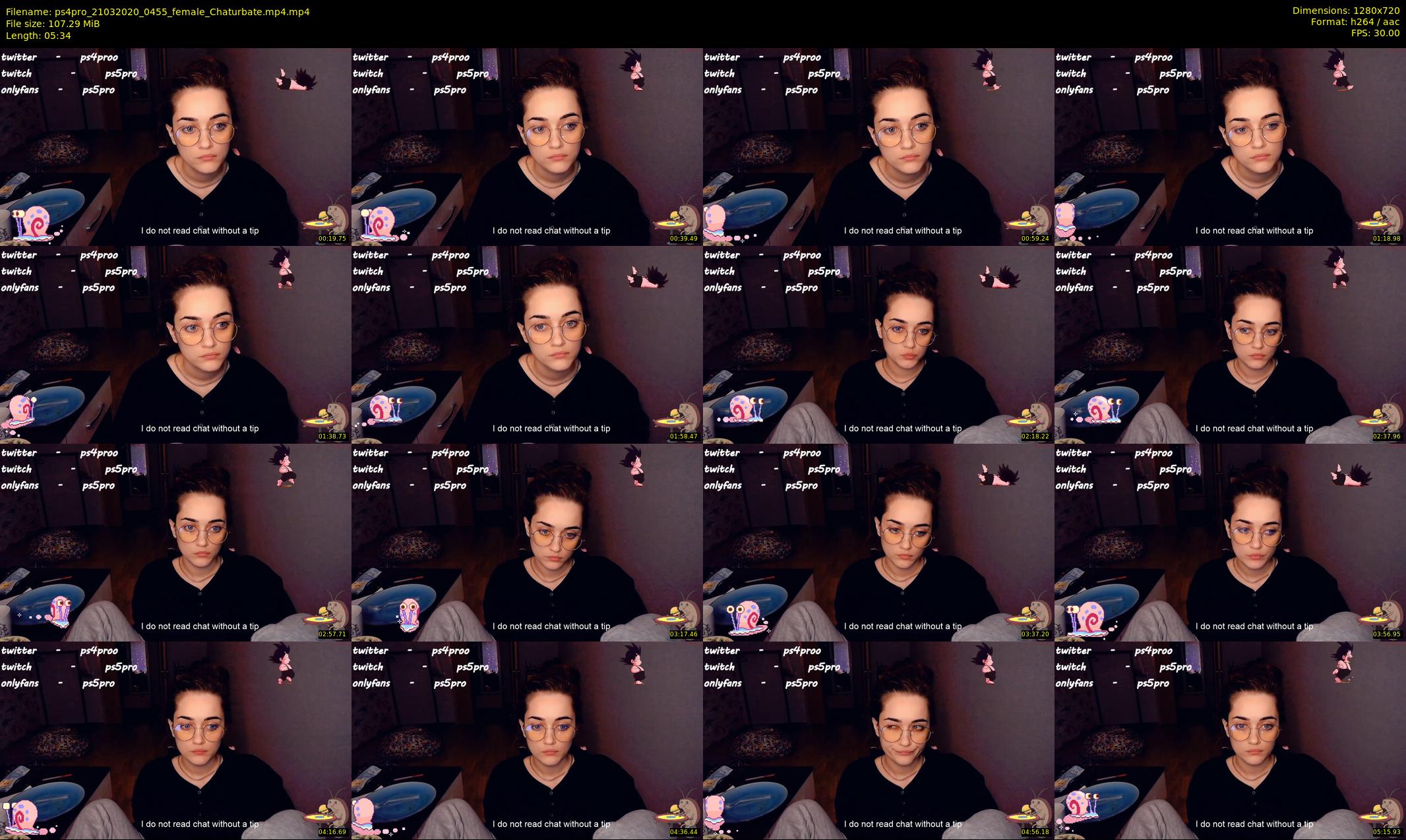ps4pro — 6 minute Chaturbate female cam show recording, 720p, Mar 21, 2020