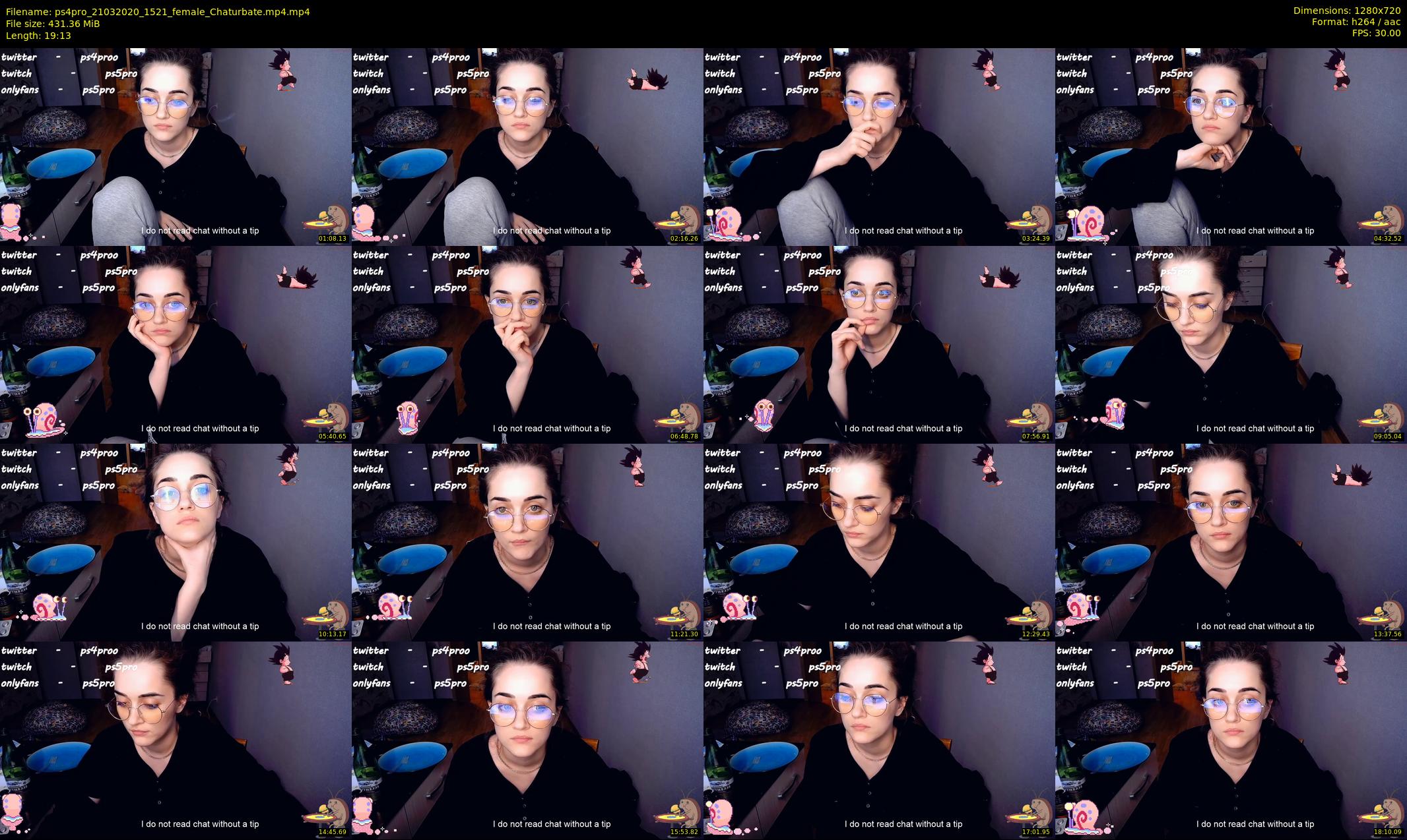 ps4pro — 20 minute Chaturbate female cam show recording, 720p, Mar 21, 2020