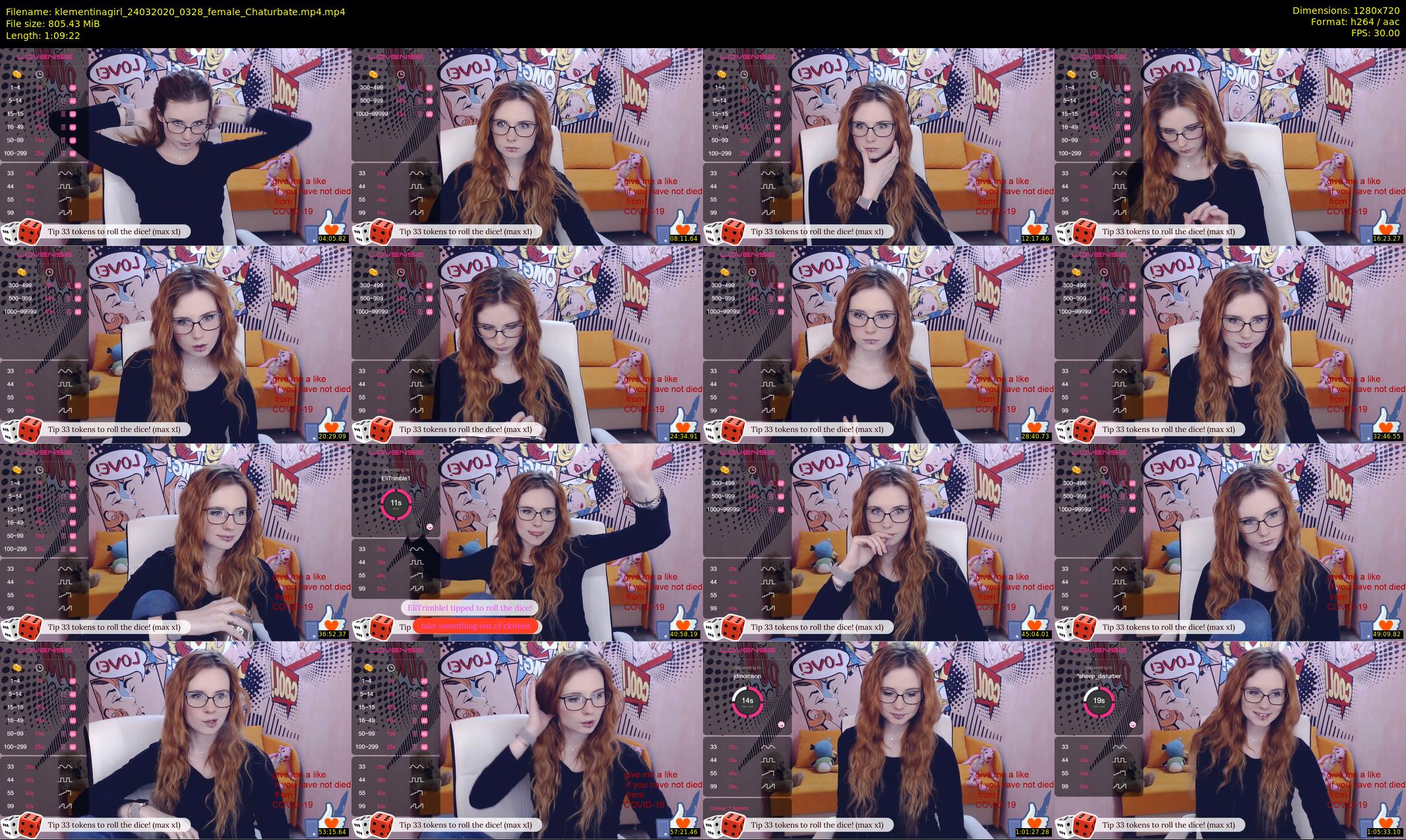 klementinagirl — 70 minute Chaturbate female cam show recording, 720p, Mar 24, 2020