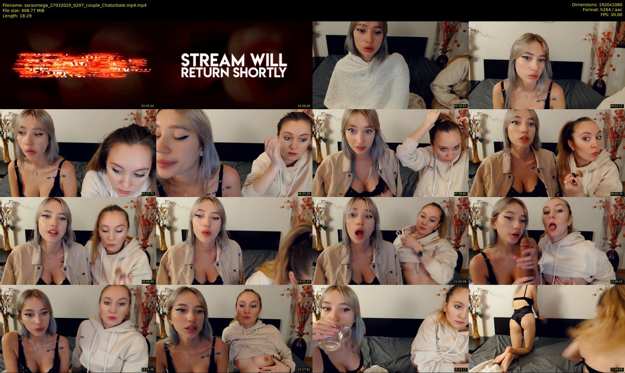saraomega — 19 minute Chaturbate couple cam show recording, 1080p, Mar 27, 2020