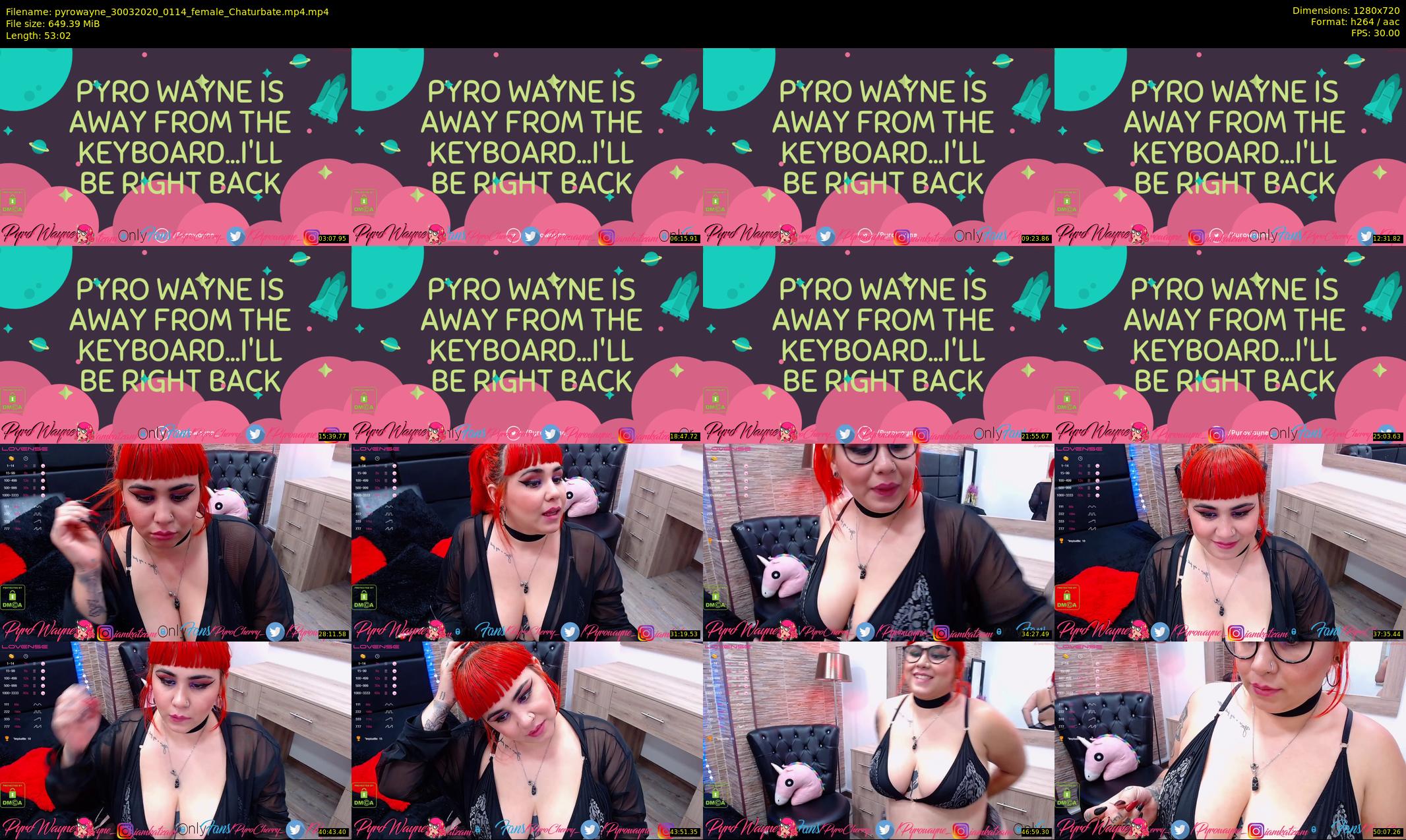 pyrowayne — 54 minute Chaturbate female cam show recording, 720p, Mar 30, 2020