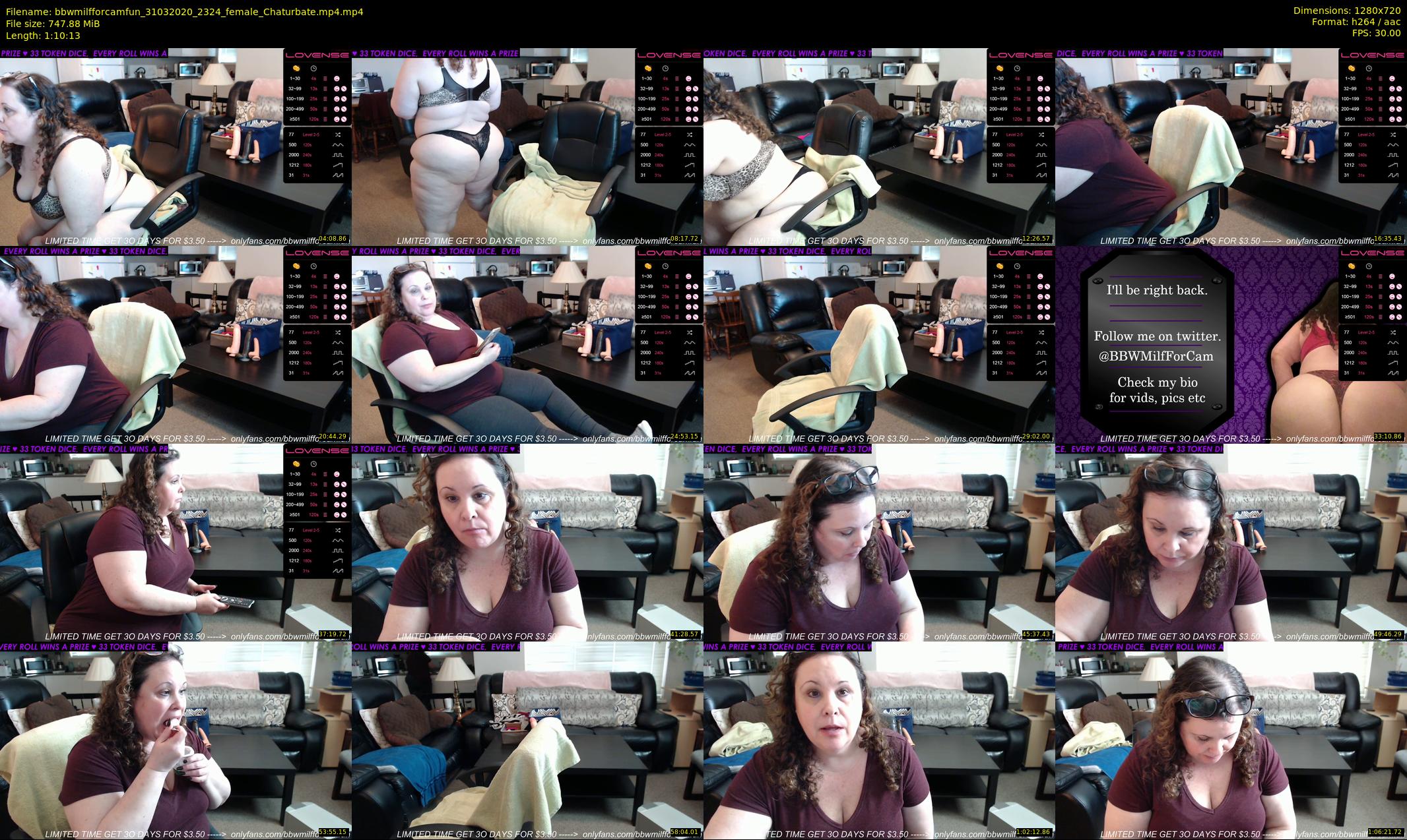 bbwmilfforcamfun — 71 minute Chaturbate female cam show recording, 720p, Mar 31, 2020
