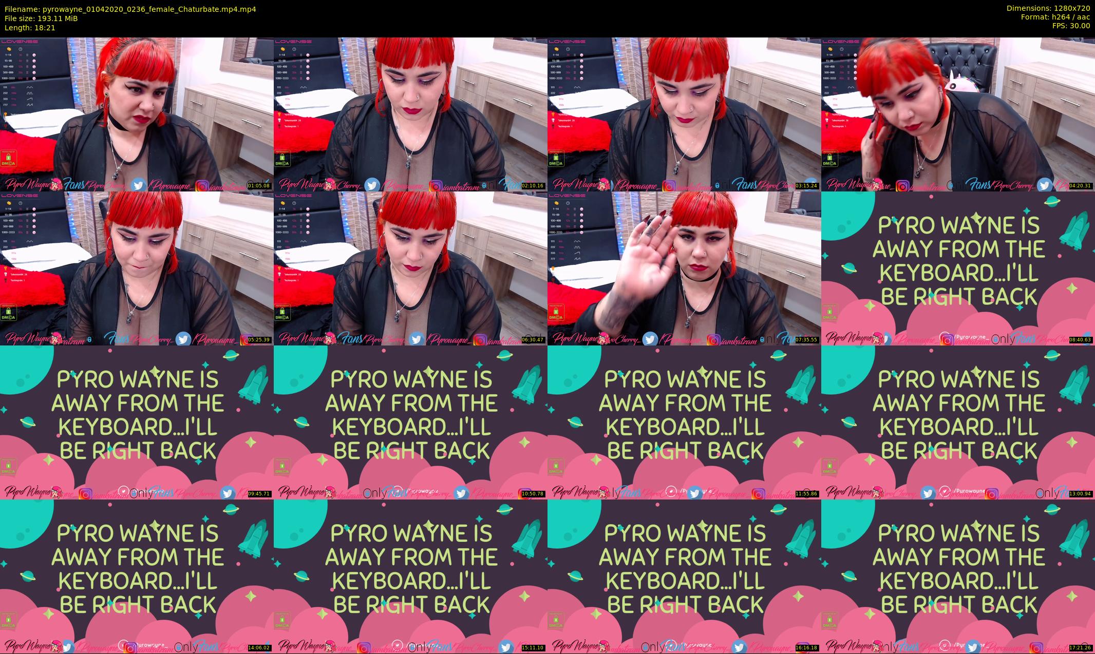 pyrowayne — 19 minute Chaturbate female cam show recording, 720p, Apr 1, 2020