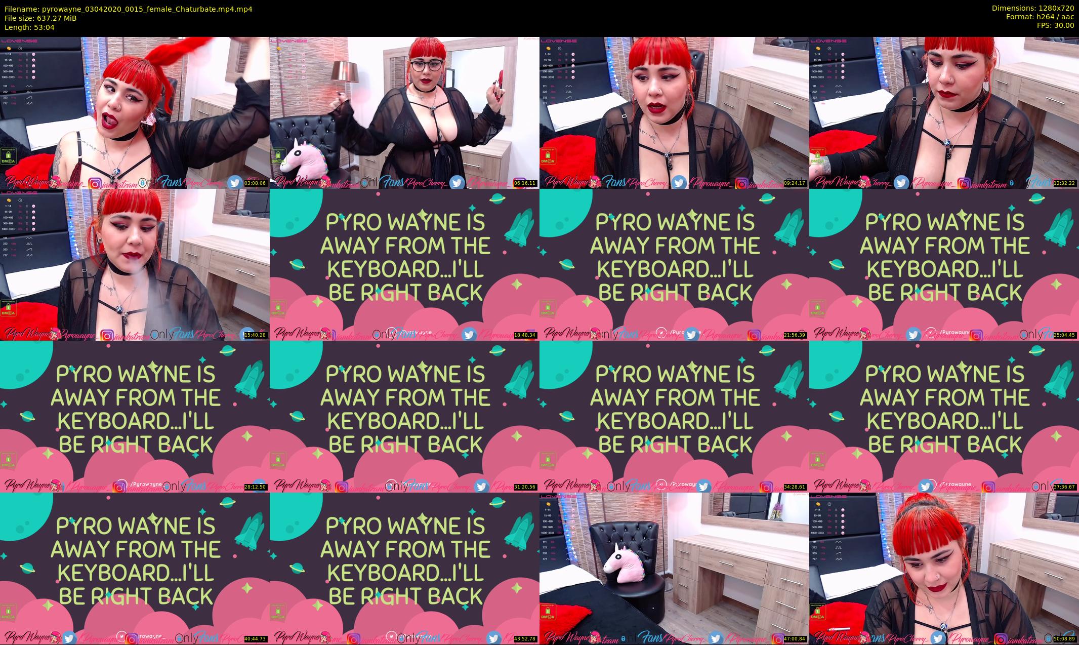 pyrowayne — 54 minute Chaturbate female cam show recording, 720p, Apr 3, 2020