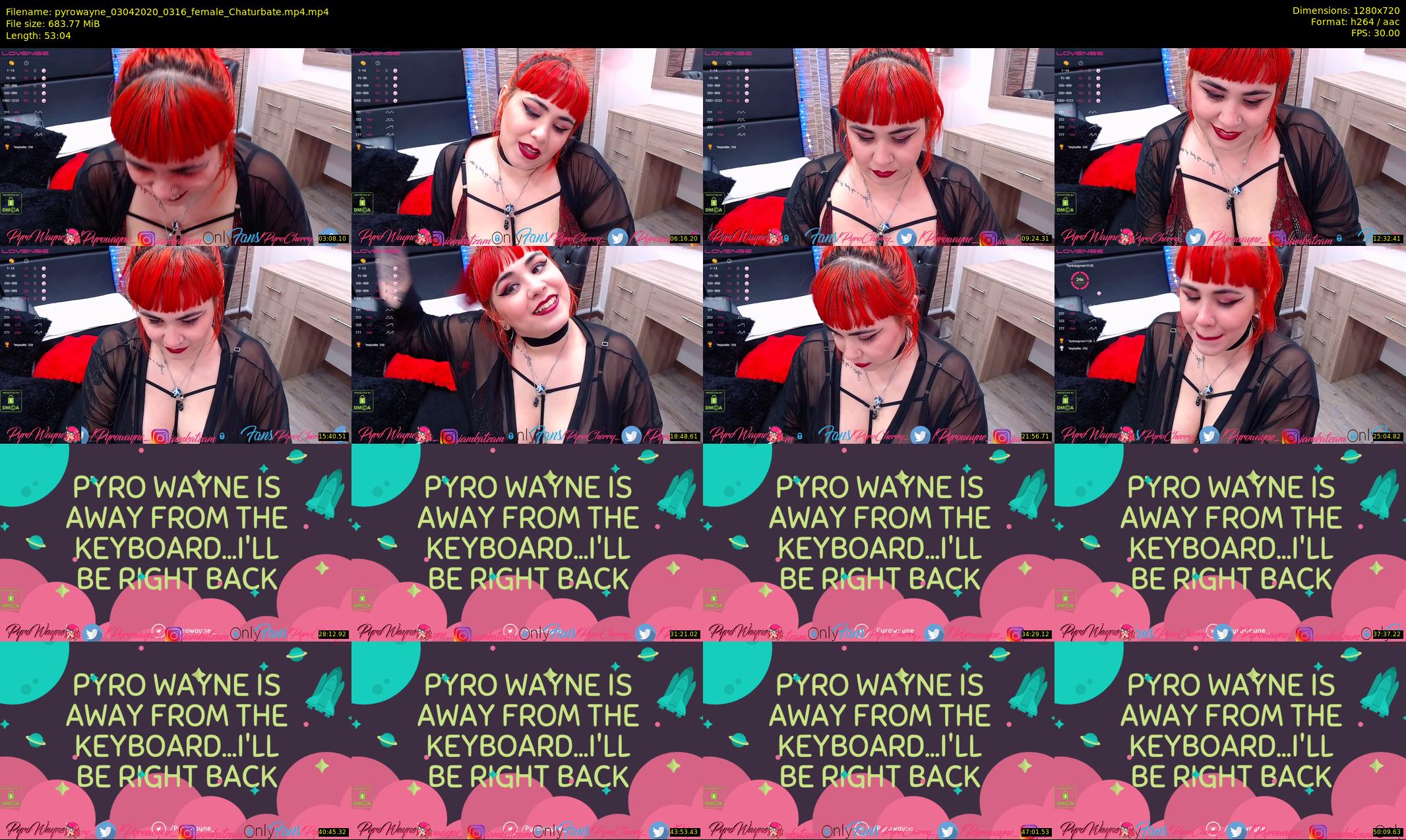 pyrowayne — 54 minute Chaturbate female cam show recording, 720p, Apr 3, 2020