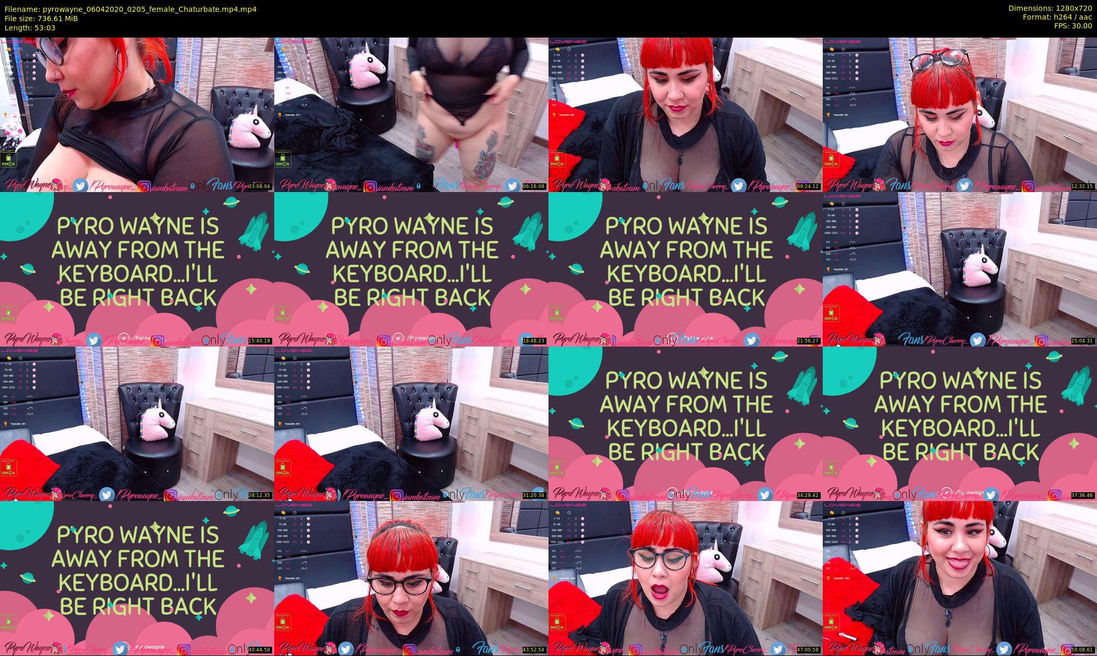 pyrowayne — 54 minute Chaturbate female cam show recording, 720p, Apr 6, 2020