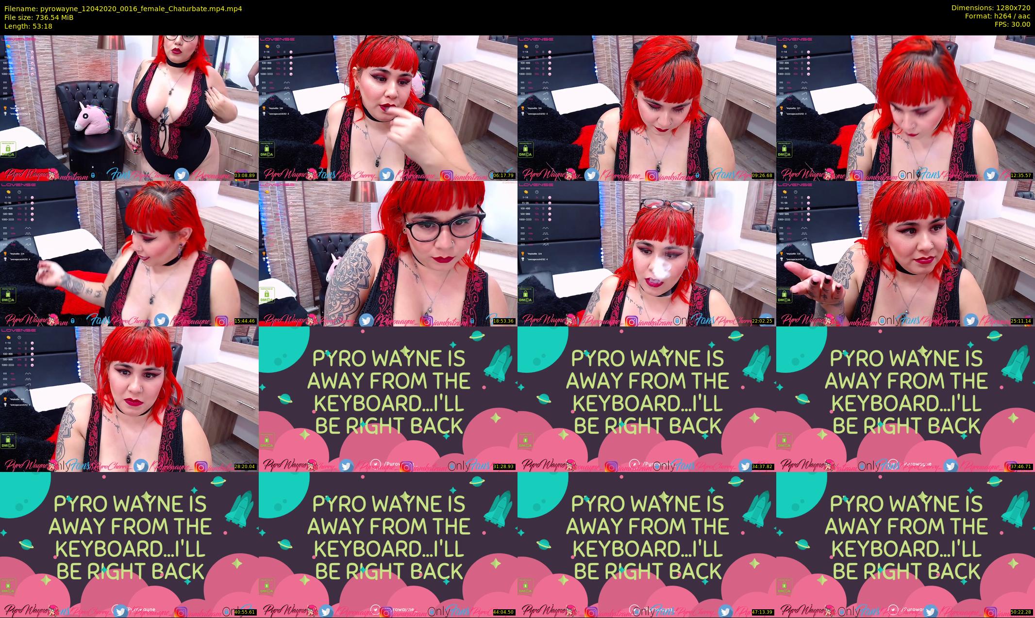 pyrowayne — 54 minute Chaturbate female cam show recording, 720p, Apr 12, 2020