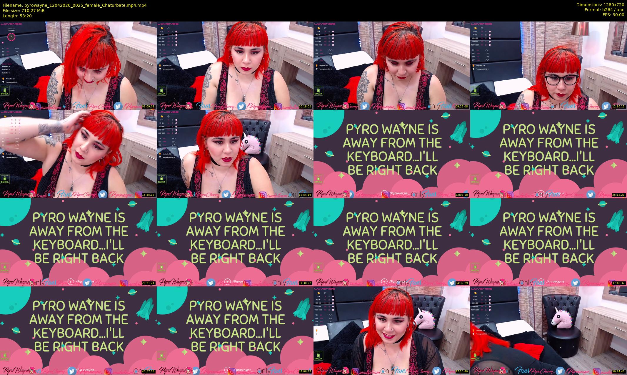 pyrowayne — 54 minute Chaturbate female cam show recording, 720p, Apr 12, 2020