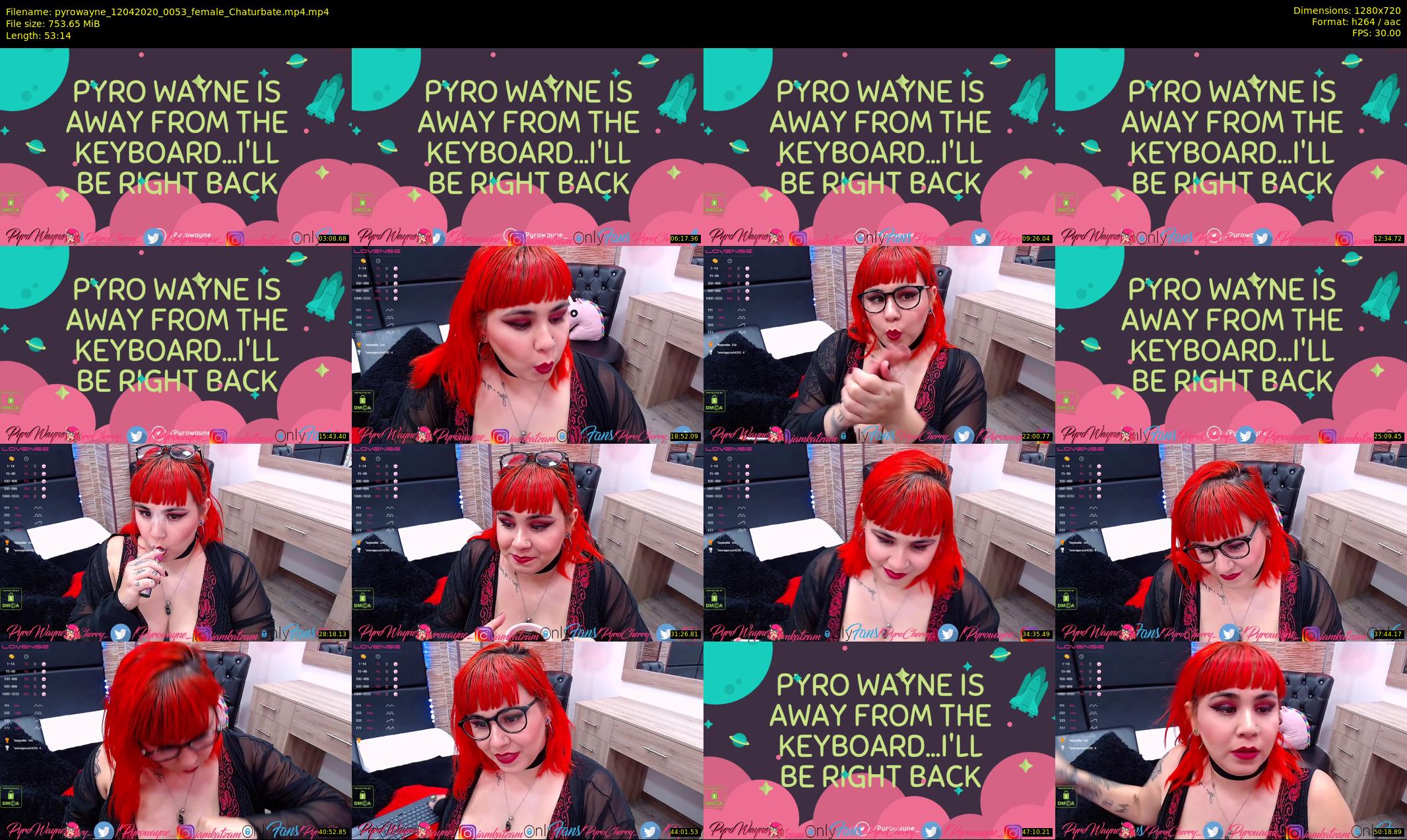 pyrowayne — 54 minute Chaturbate female cam show recording, 720p, Apr 12, 2020