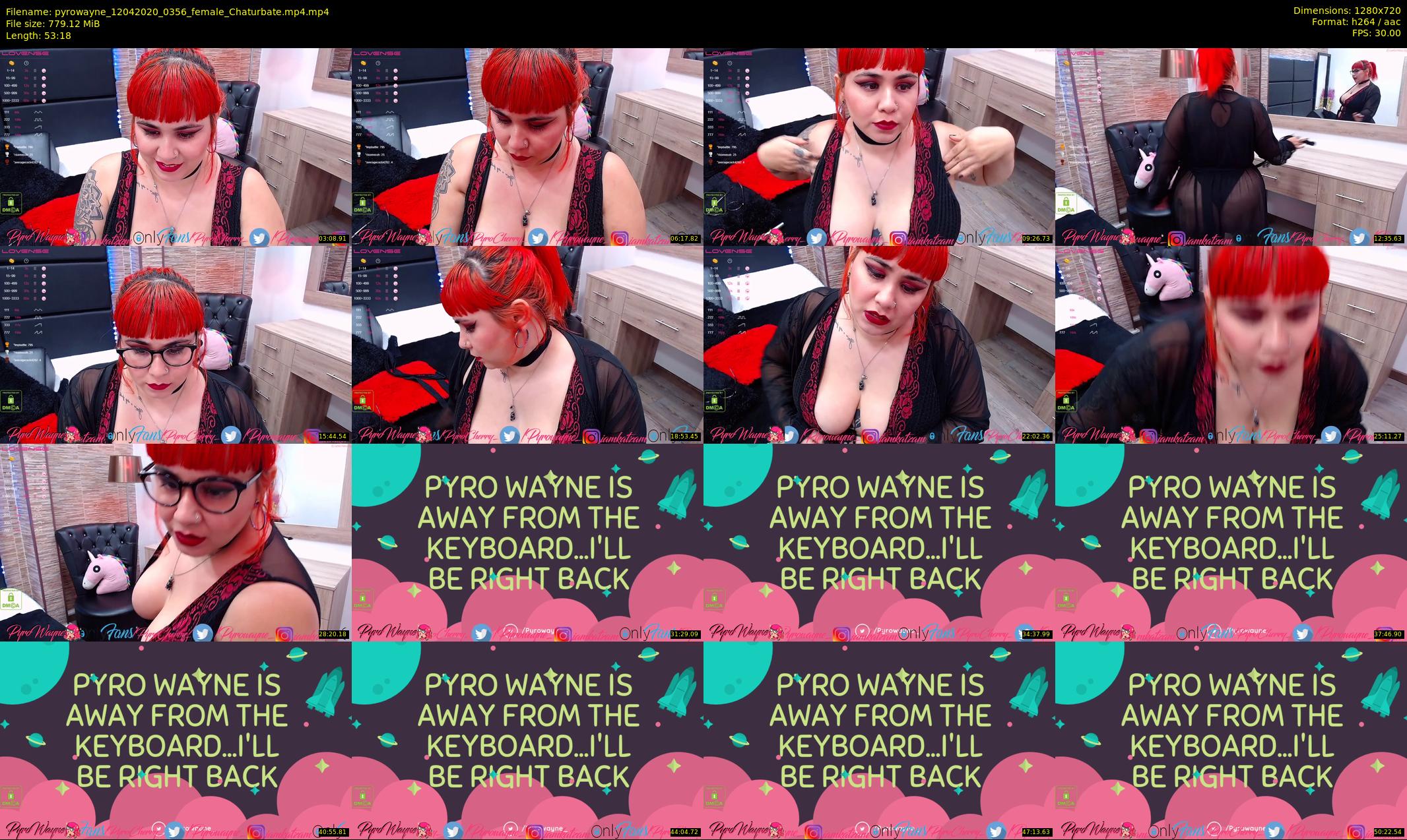 pyrowayne — 54 minute Chaturbate female cam show recording, 720p, Apr 12, 2020