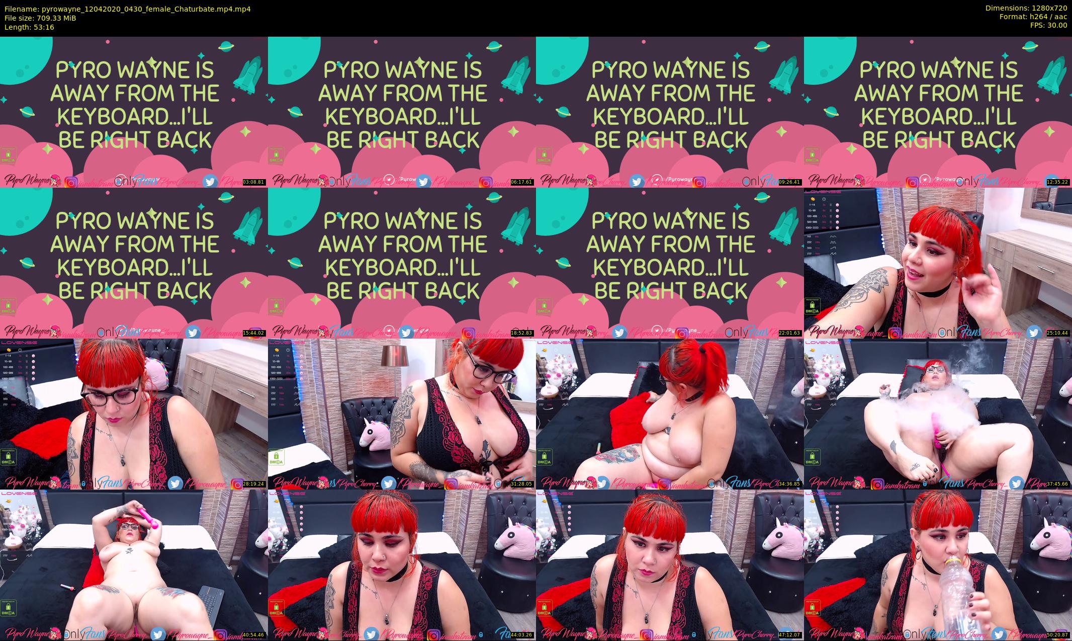 pyrowayne — 54 minute Chaturbate female cam show recording, 720p, Apr 12, 2020
