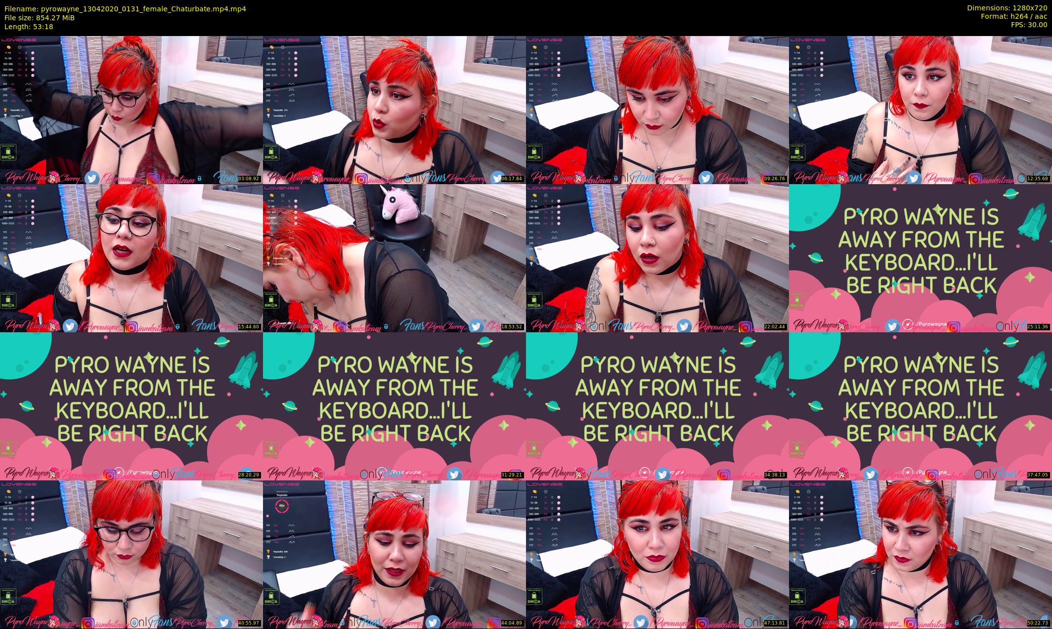 pyrowayne — 54 minute Chaturbate female cam show recording, 720p, Apr 13, 2020
