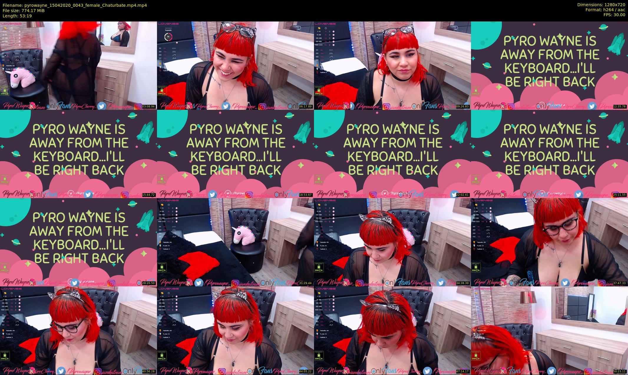 pyrowayne — 54 minute Chaturbate female cam show recording, 720p, Apr 15, 2020