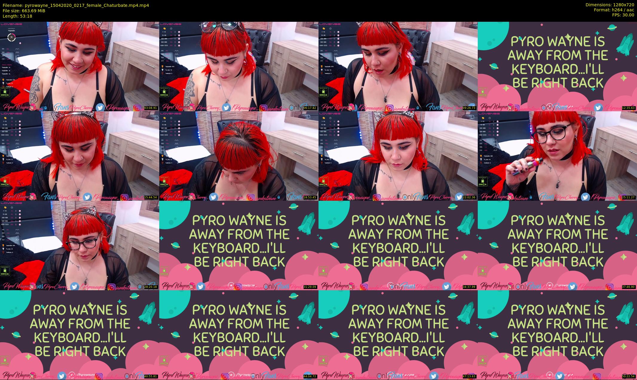 pyrowayne — 54 minute Chaturbate female cam show recording, 720p, Apr 15, 2020