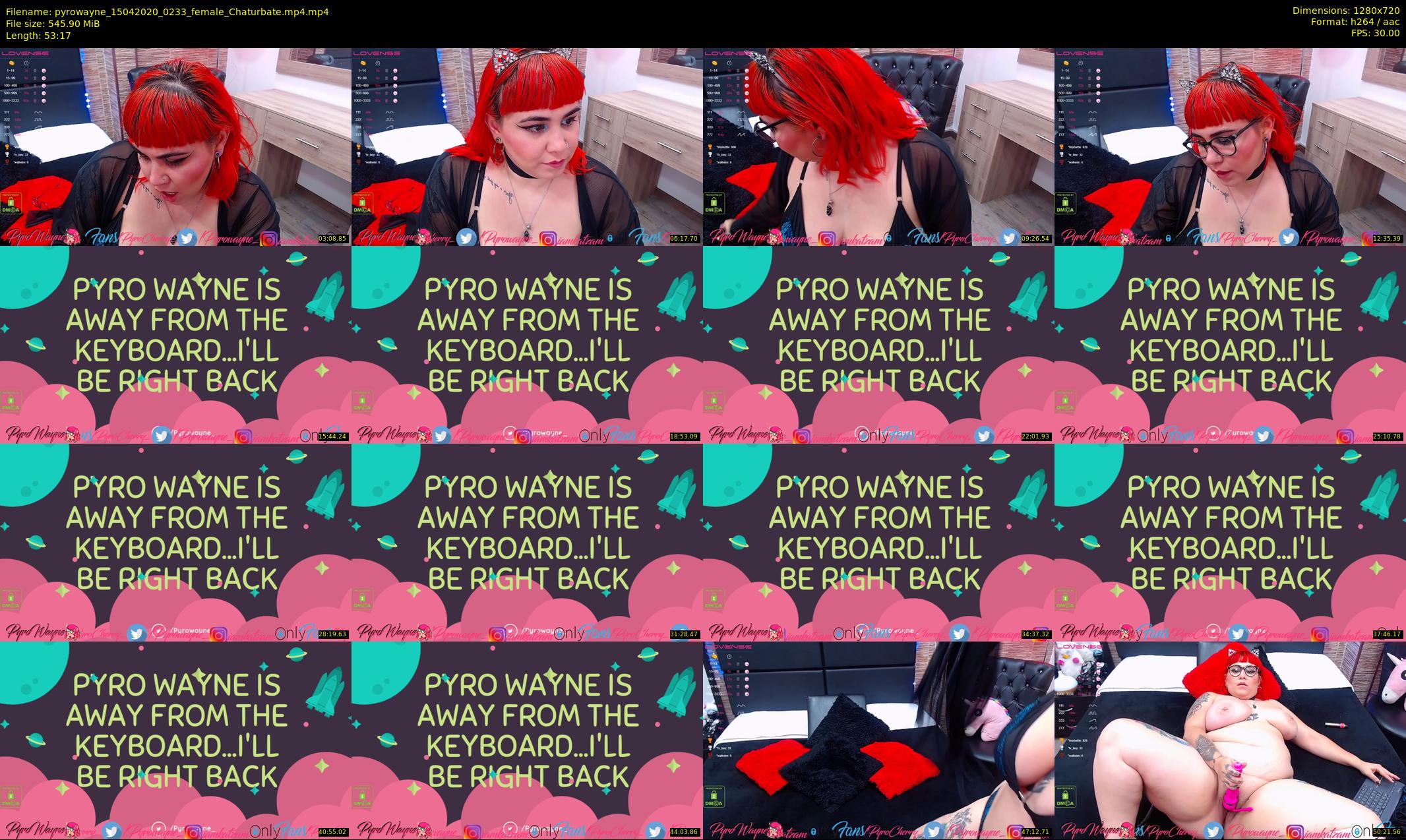 pyrowayne — 54 minute Chaturbate female cam show recording, 720p, Apr 15, 2020