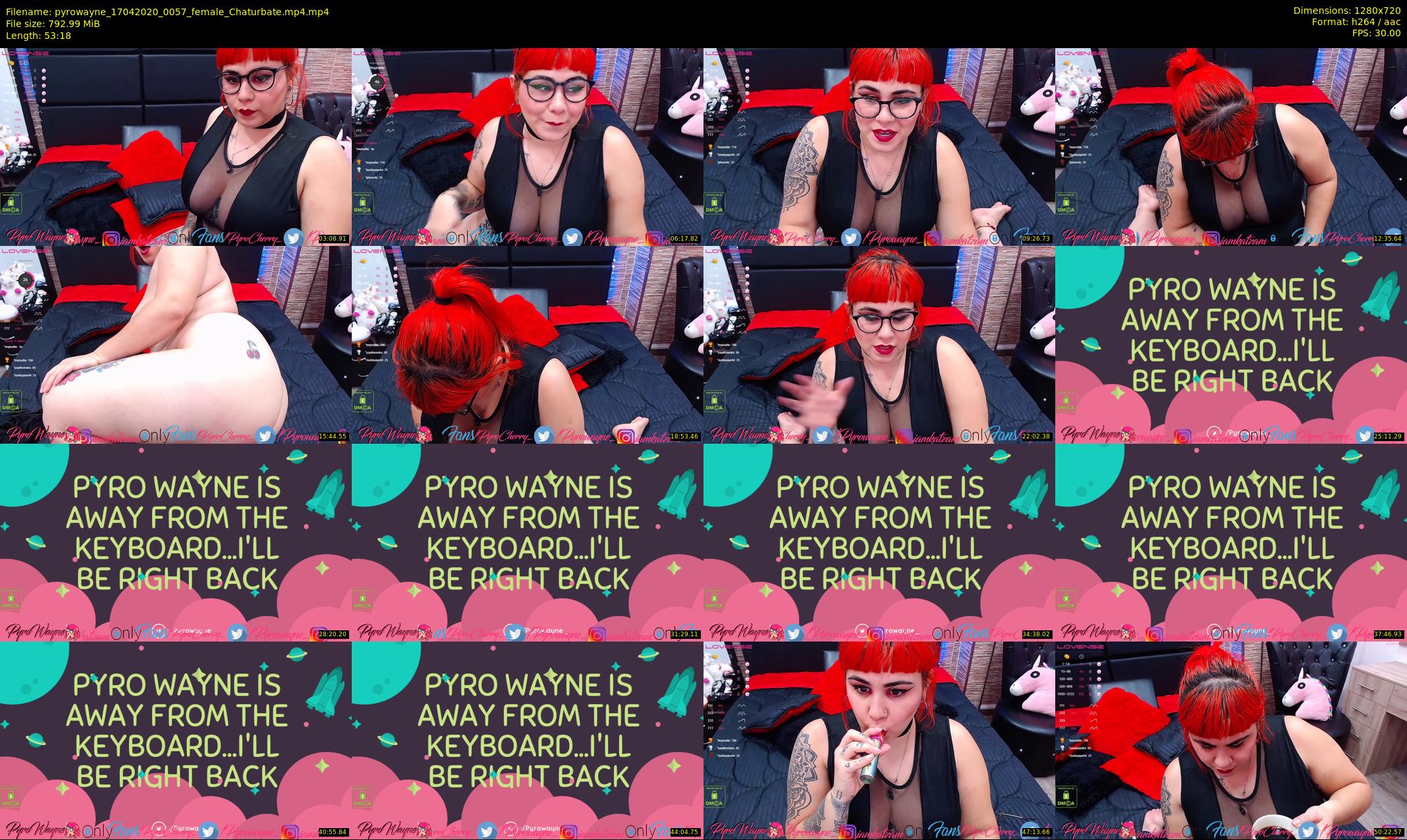 pyrowayne — 54 minute Chaturbate female cam show recording, 720p, Apr 17, 2020