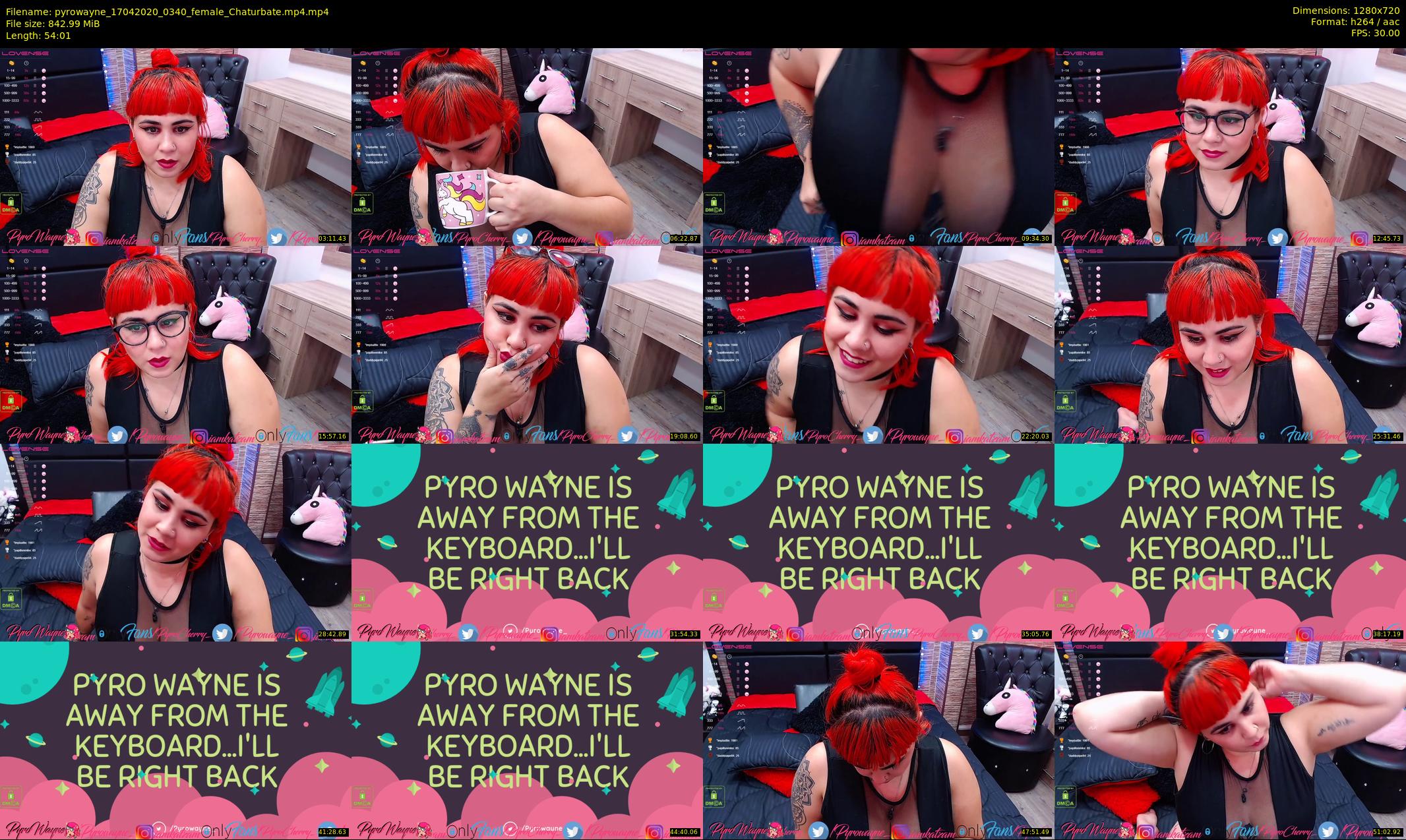 pyrowayne — 55 minute Chaturbate female cam show recording, 720p, Apr 17, 2020