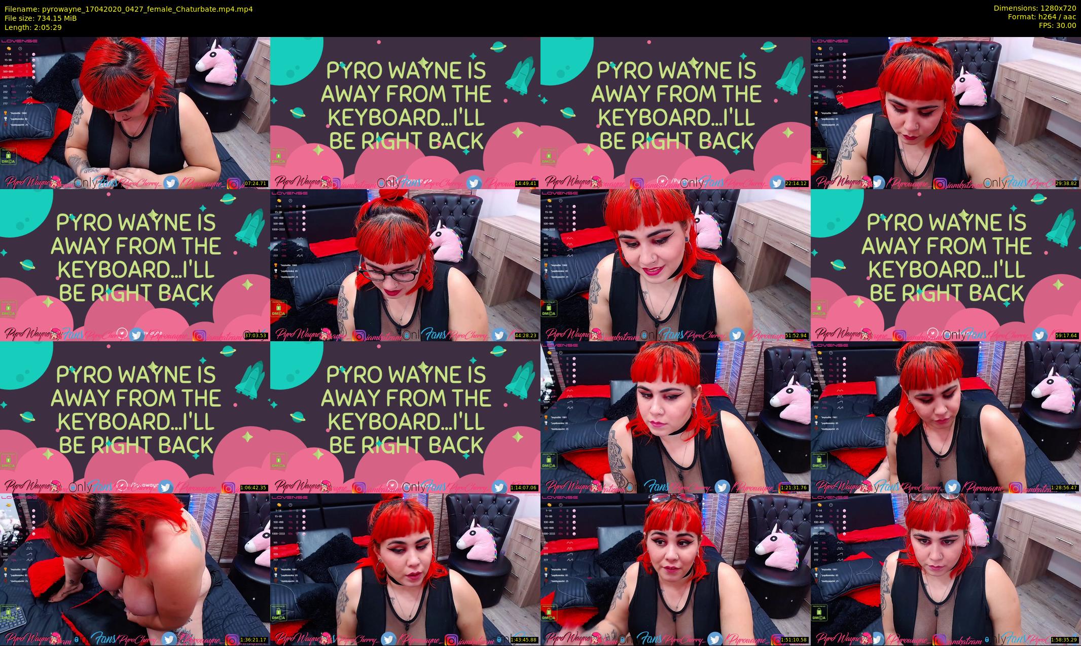 pyrowayne — 126 minute Chaturbate female cam show recording, 720p, Apr 17, 2020