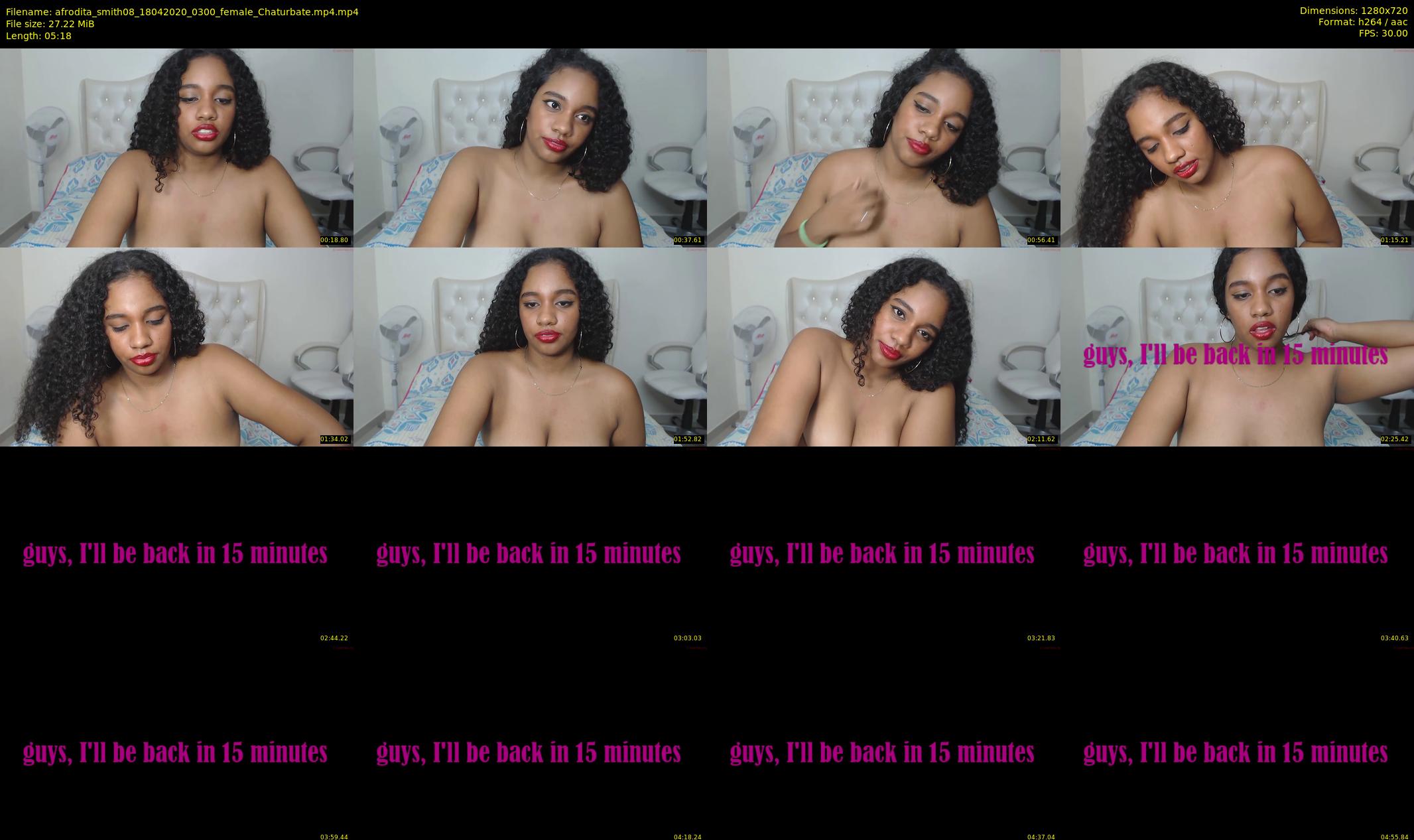 afrodita_smith08 — 6 minute Chaturbate female cam show recording, 720p, Apr 18, 2020