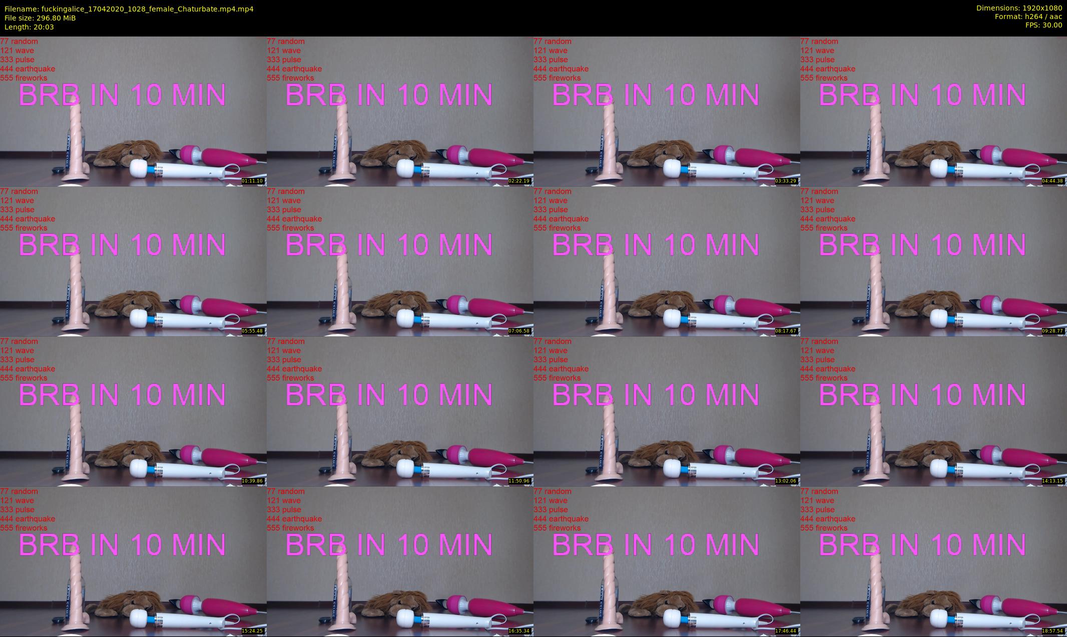 fuckingalice — 21 minute Chaturbate female cam show recording, 1080p, Apr 17, 2020
