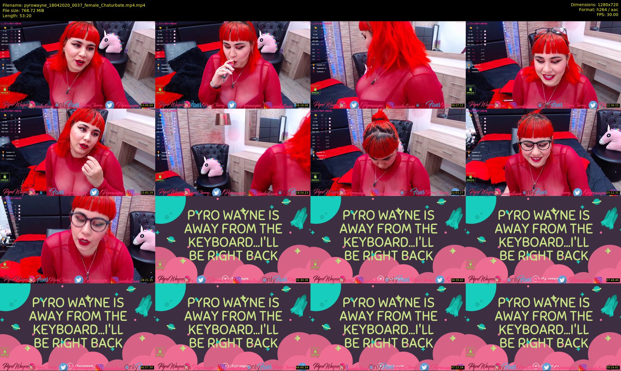 pyrowayne — 54 minute Chaturbate female cam show recording, 720p, Apr 18, 2020