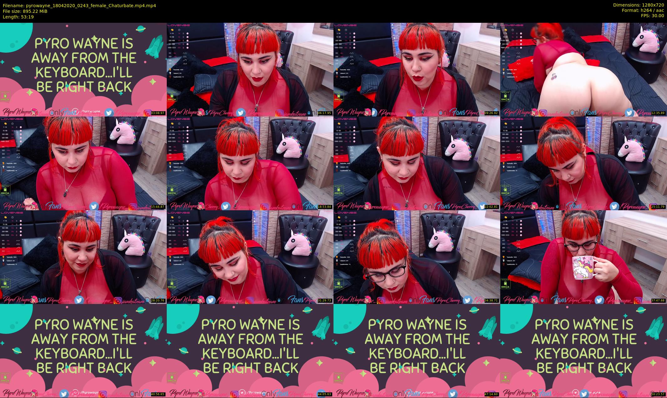 pyrowayne — 54 minute Chaturbate female cam show recording, 720p, Apr 18, 2020