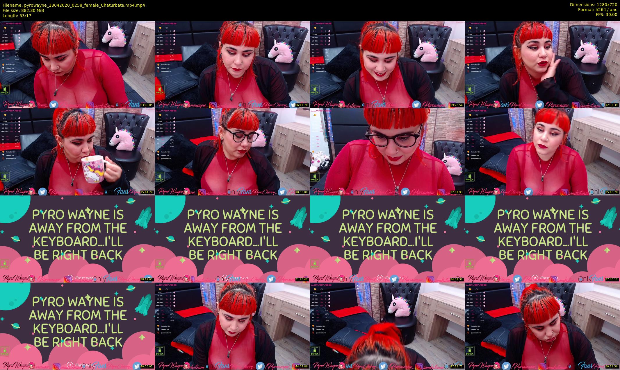 pyrowayne — 54 minute Chaturbate female cam show recording, 720p, Apr 18, 2020