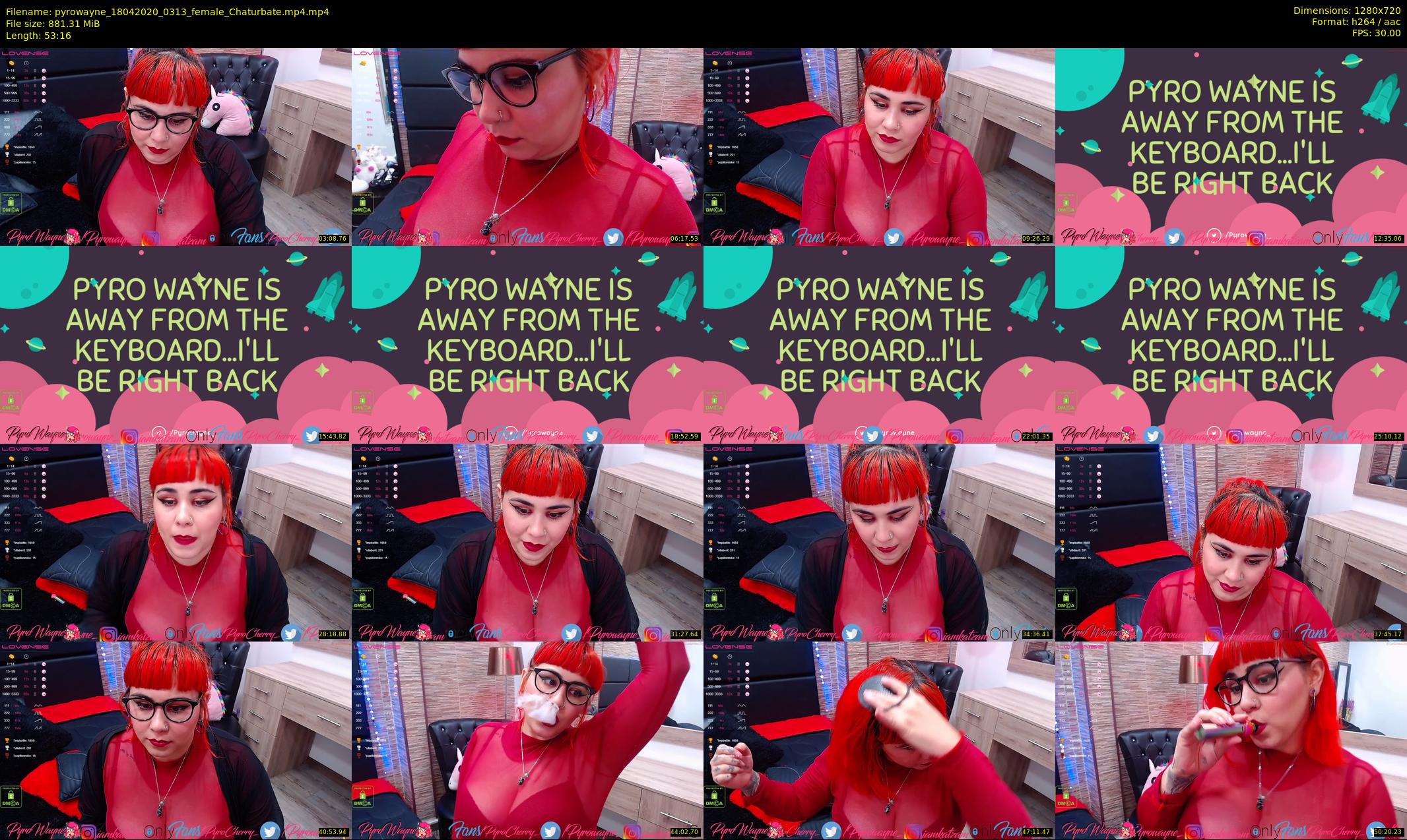 pyrowayne — 54 minute Chaturbate female cam show recording, 720p, Apr 18, 2020